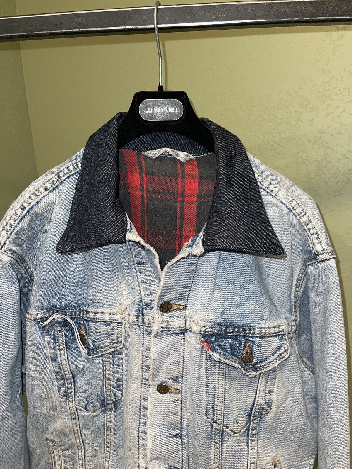Levi's customized 80s flannel lined contrast collar denim jacket Size US L / EU 52-54 / 3 - 2 Thumbnail