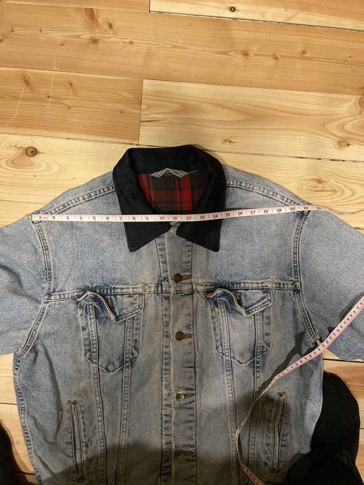 Levi's customized 80s flannel lined contrast collar denim jacket Size US L / EU 52-54 / 3 - 7 Thumbnail