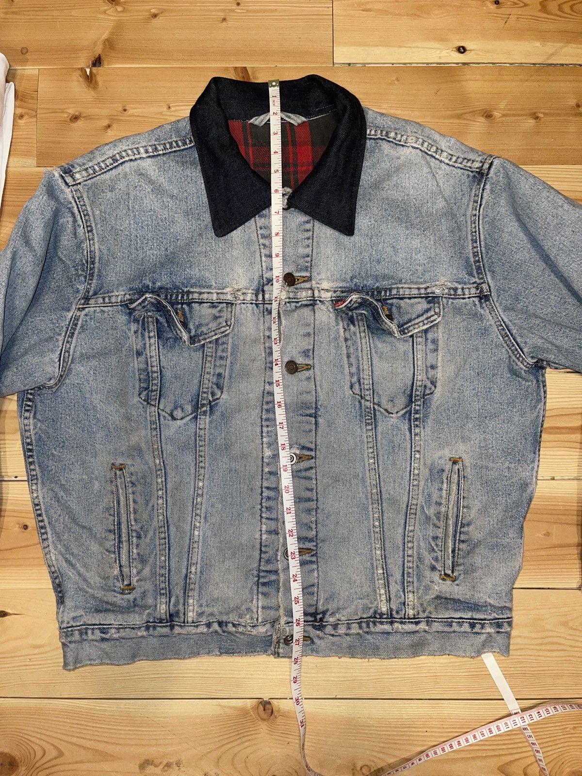 Levi's customized 80s flannel lined contrast collar denim jacket Size US L / EU 52-54 / 3 - 5 Thumbnail