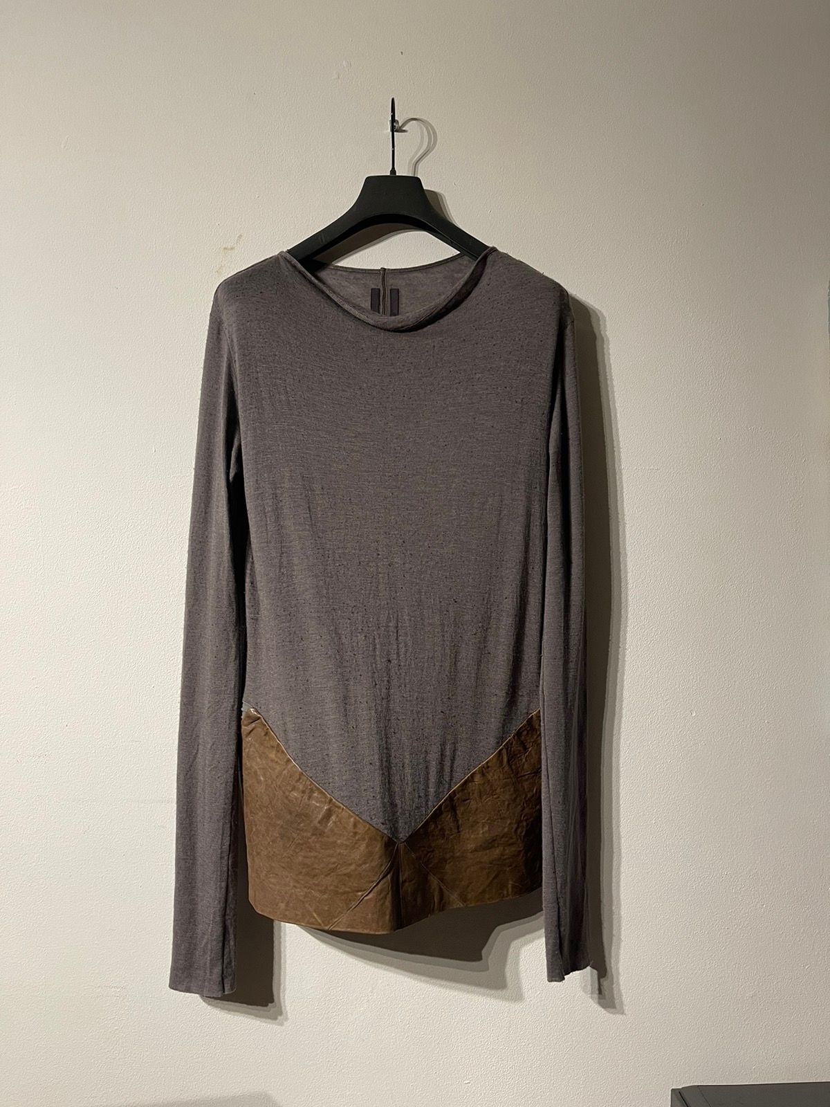 Pre-owned Rick Owens X Rick Owens Drkshdw Rick Owens Archive Mainline Cashmere And Leather Longsleeve In Grey