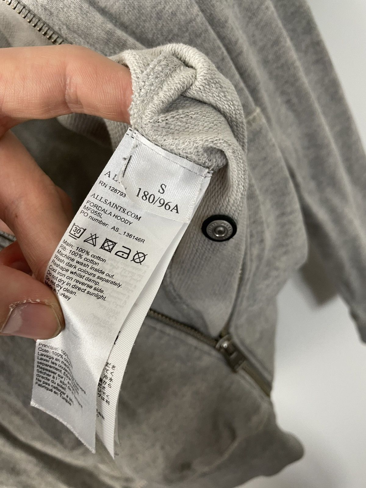 Allsaints Allsaints Basic Grey Zip Hoodie Minimalistic Streetwear Y2k Size US M / EU 48-50 / 2 - 4 Thumbnail
