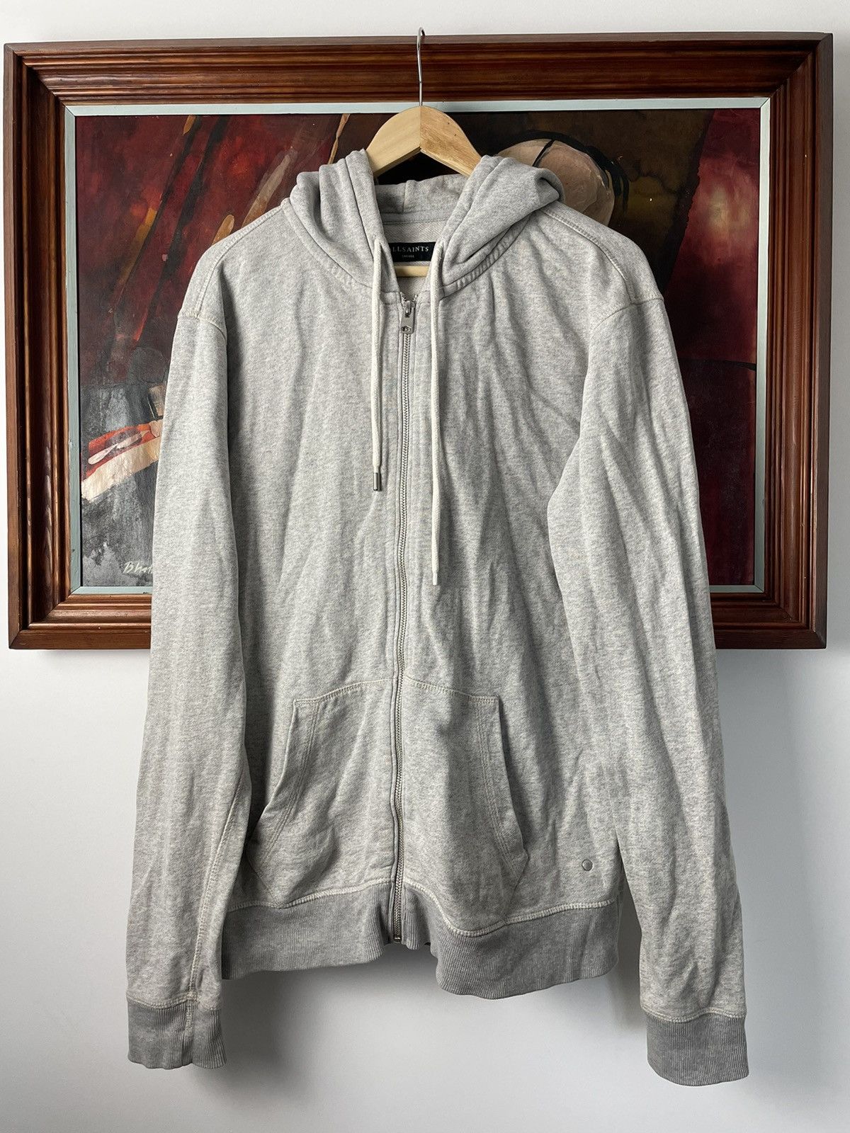 Allsaints Allsaints Basic Grey Zip Hoodie Minimalistic Streetwear Y2k Size US M / EU 48-50 / 2 - 1 Thumbnail