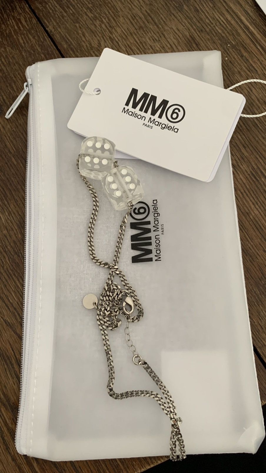 image of New Maison Margiela Mm6 Dice Necklace Clear Silver, Men's