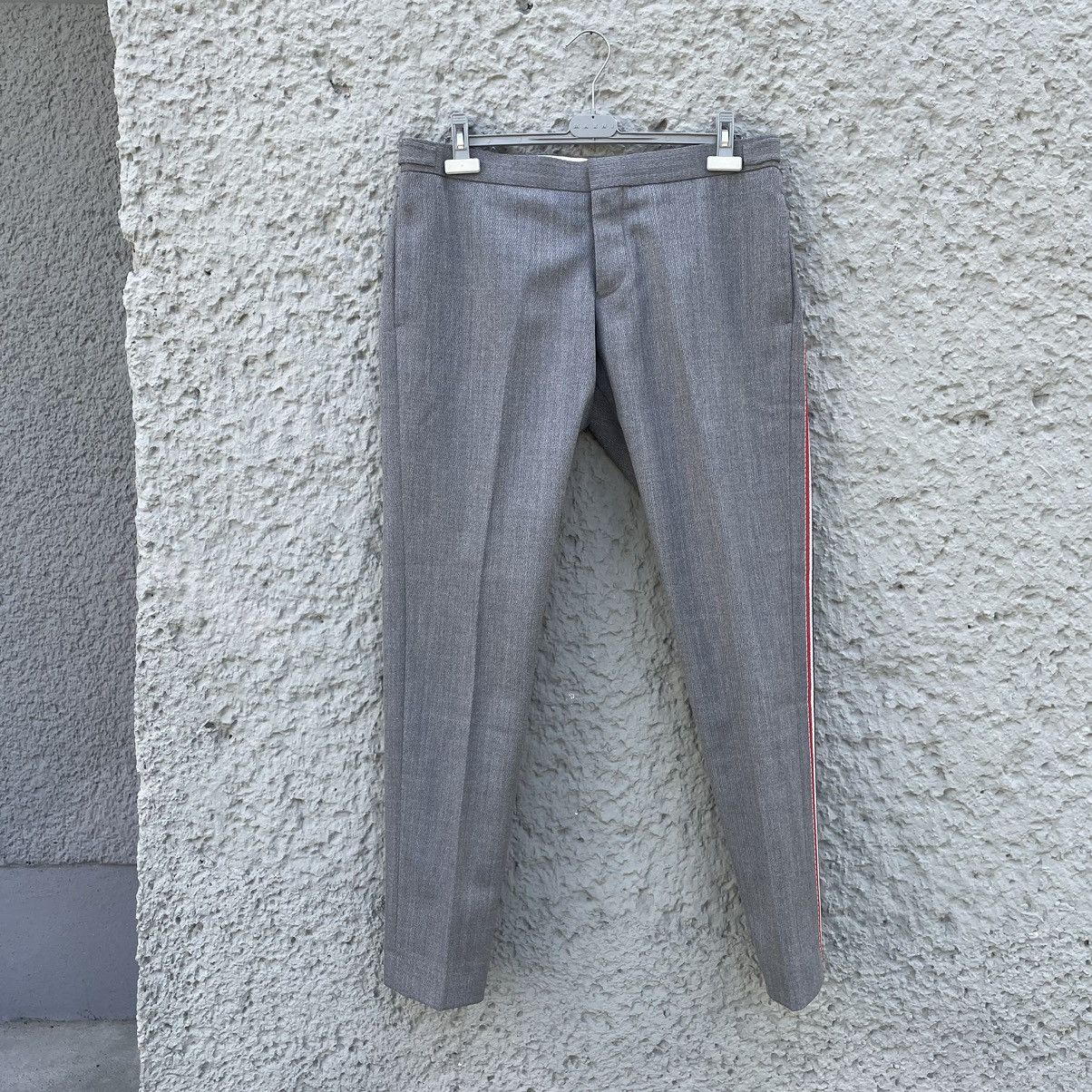 image of Thom Browne Grey Trousers With Side Stripe Pants, Men's (Size 34)