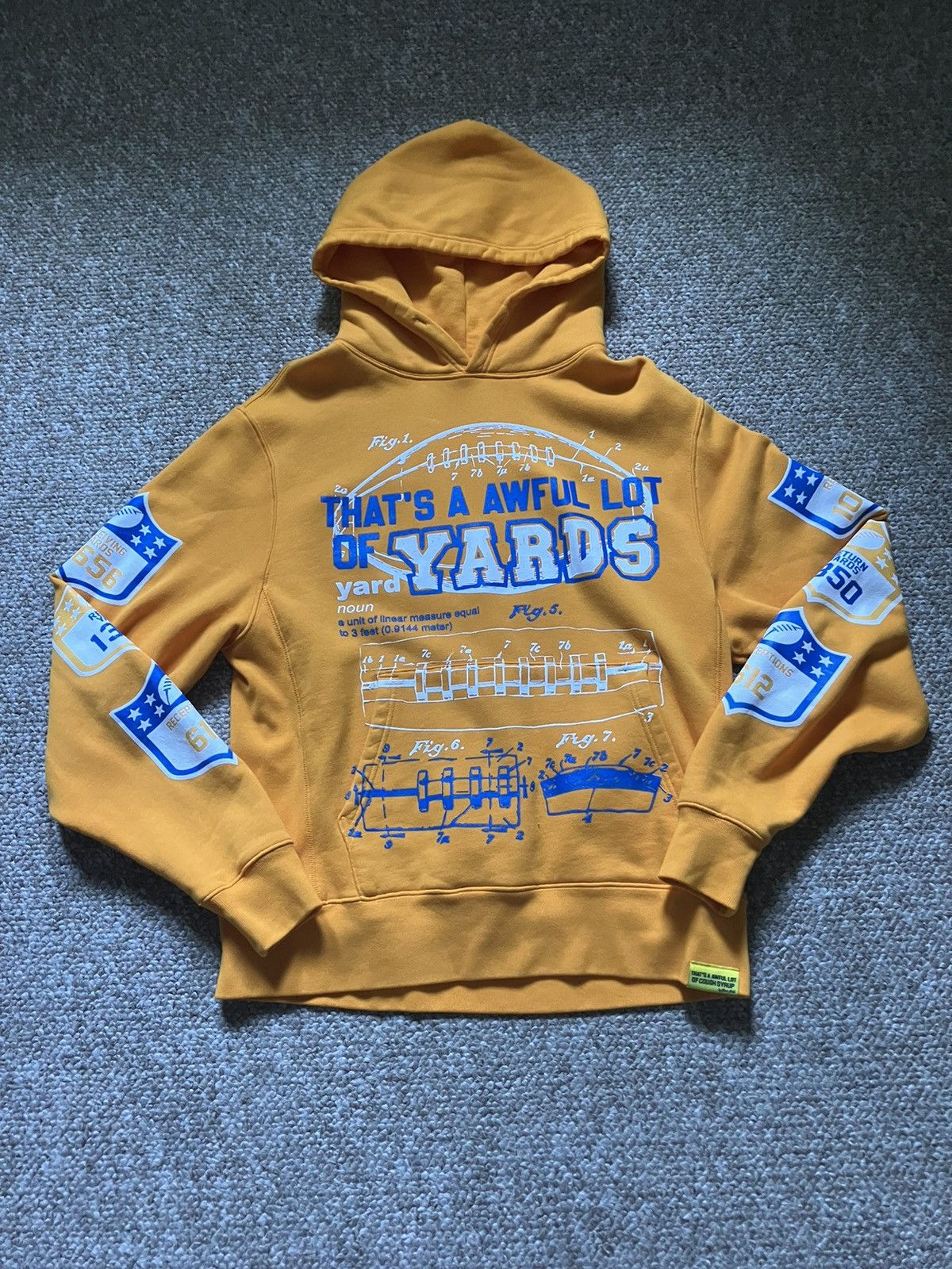 image of Awful Lot Of Cough Syrup Awful Lot Of Yards Hoodie in Yellow, Men's (Size Medium)