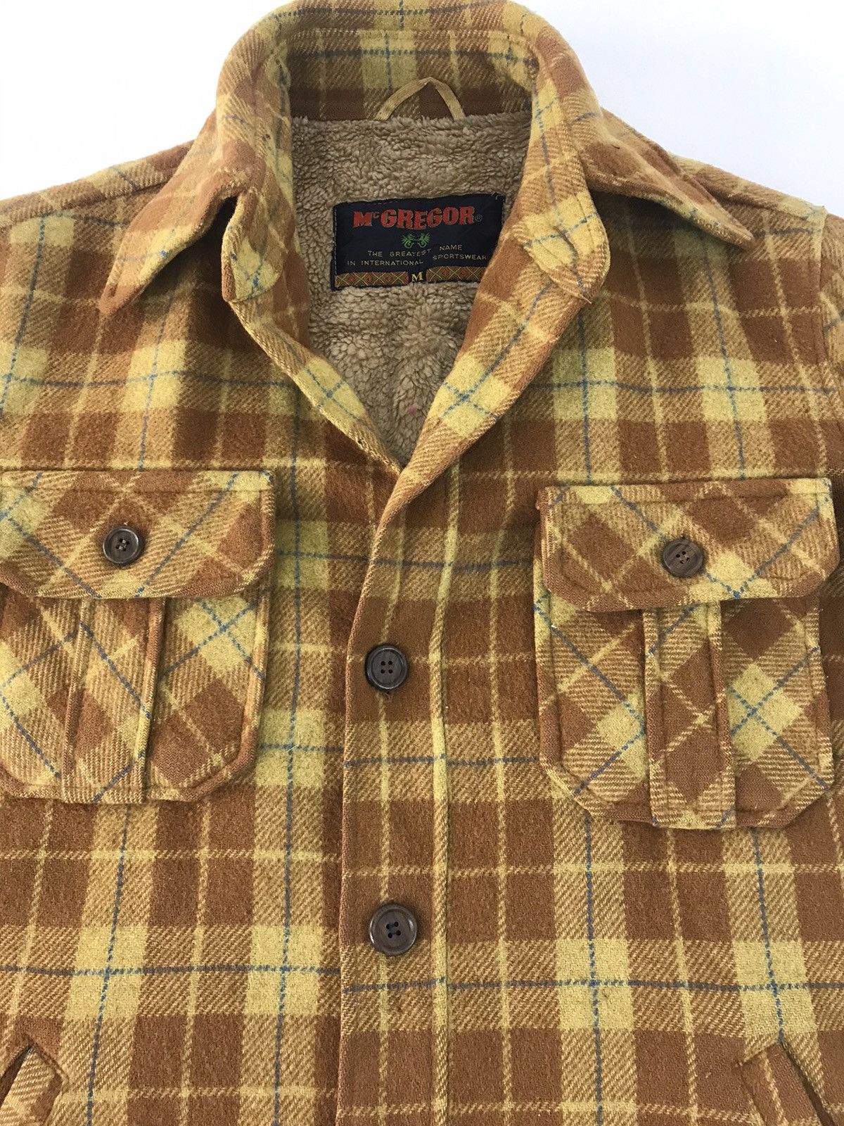 Mc Gregor Flannel Shirt Plaid Checked Sherpa K2121j