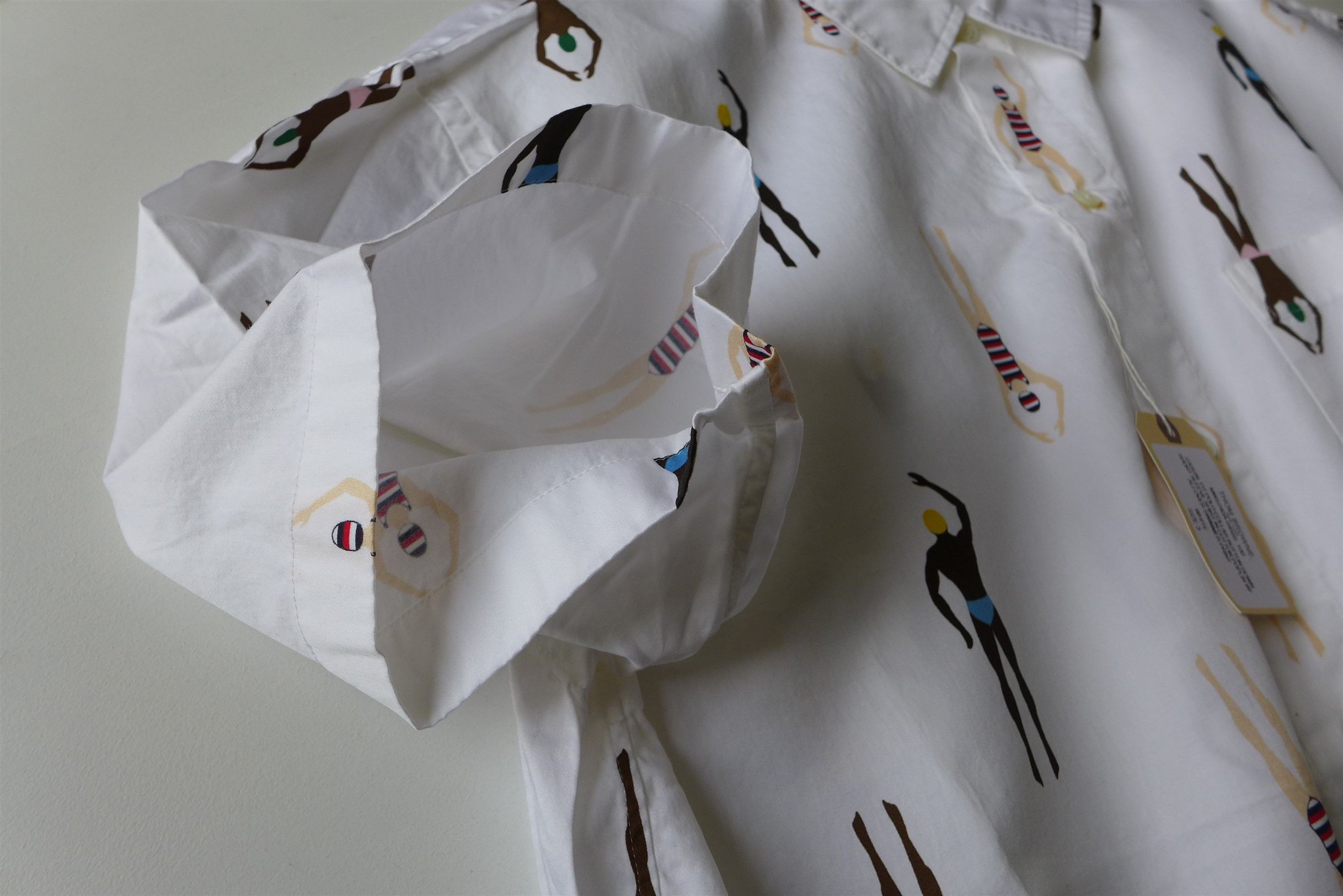 Thom Browne Swimmer Print White Short Sleeve Shirt