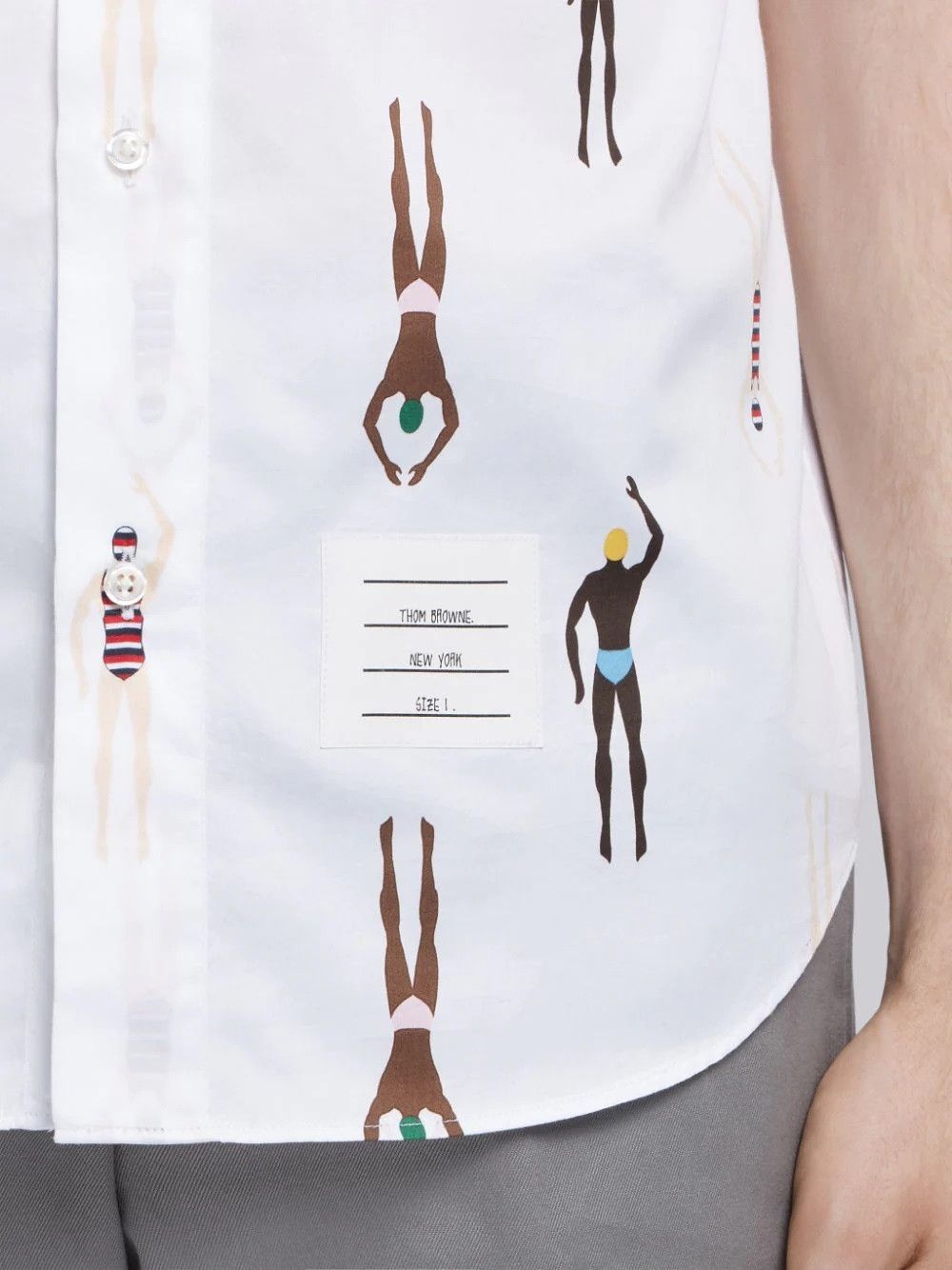 Thom Browne Swimmer Print White Short Sleeve Shirt