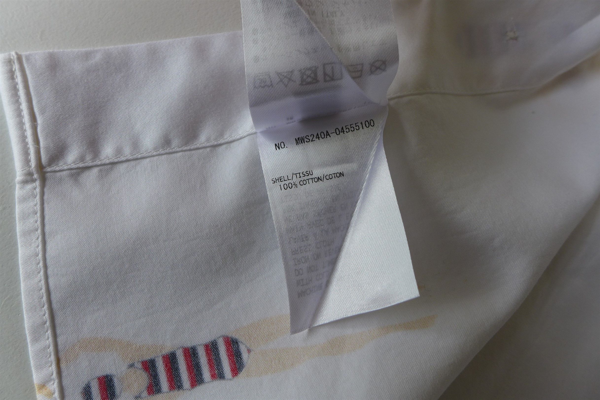 Thom Browne Swimmer Print White Short Sleeve Shirt
