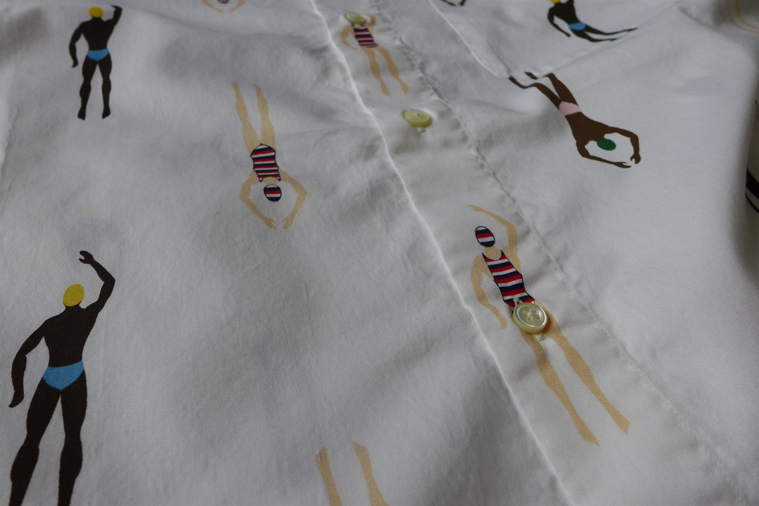 Thom Browne Swimmer Print White Short Sleeve Shirt