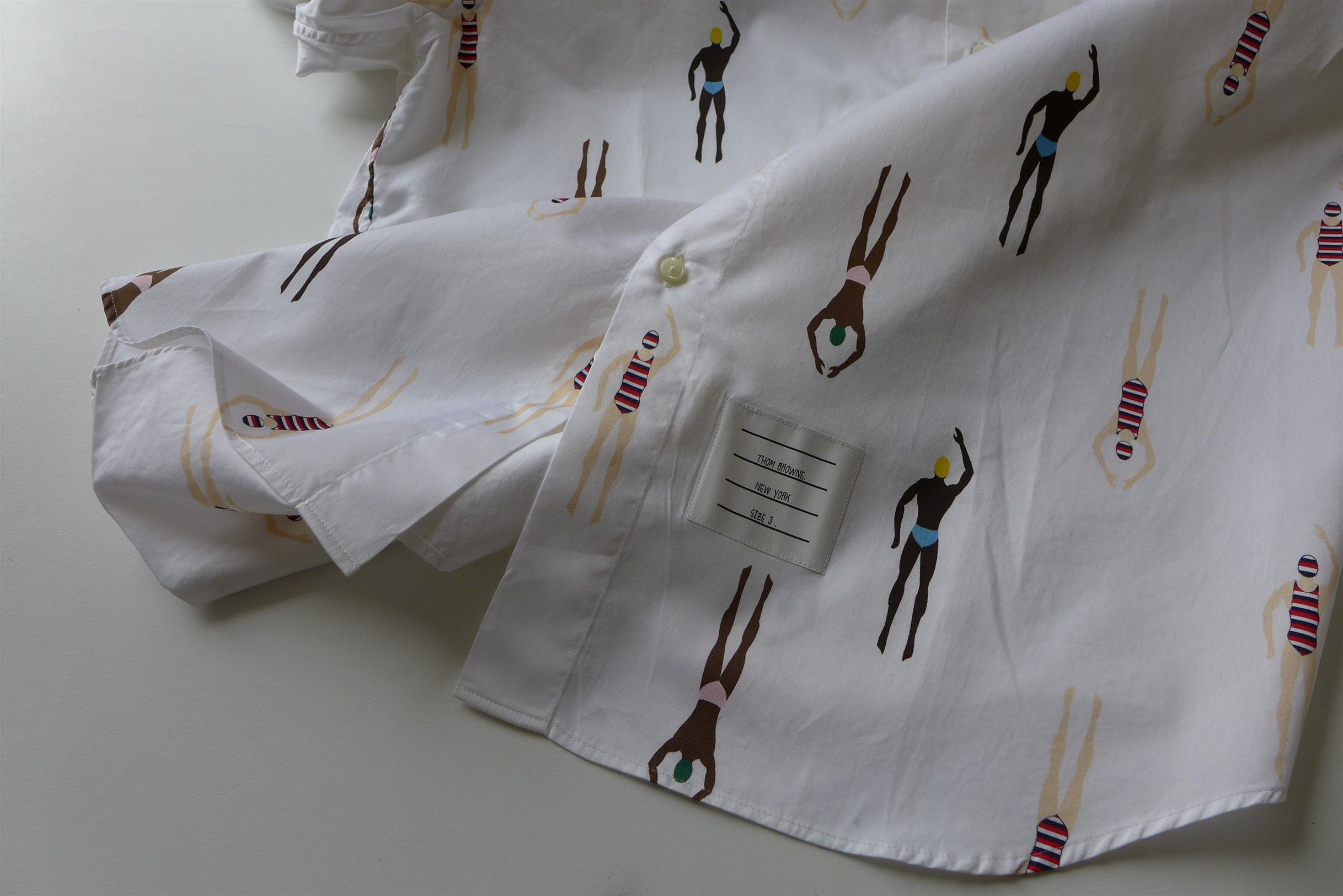 Thom Browne Swimmer Print White Short Sleeve Shirt