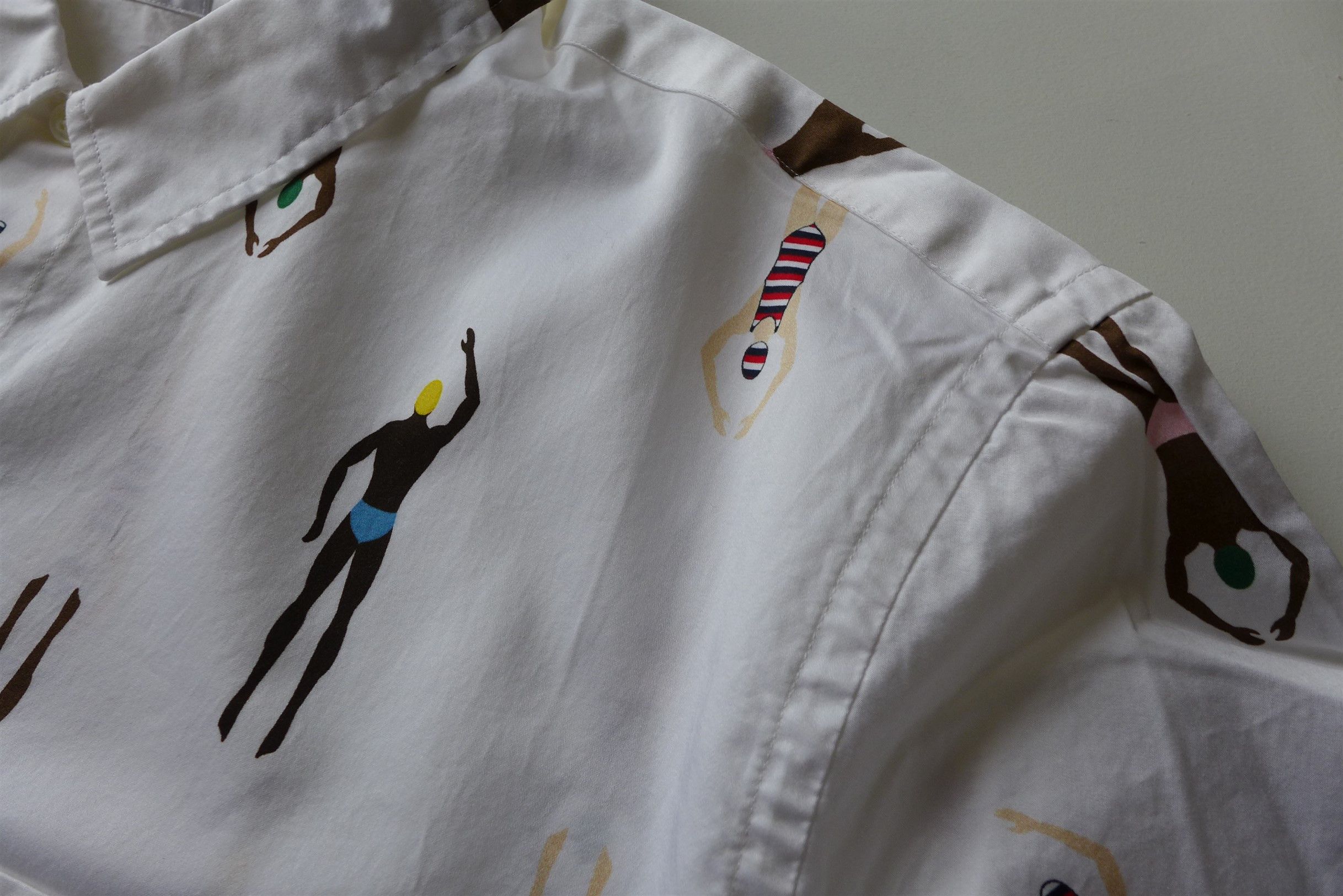 Thom Browne Swimmer Print White Short Sleeve Shirt