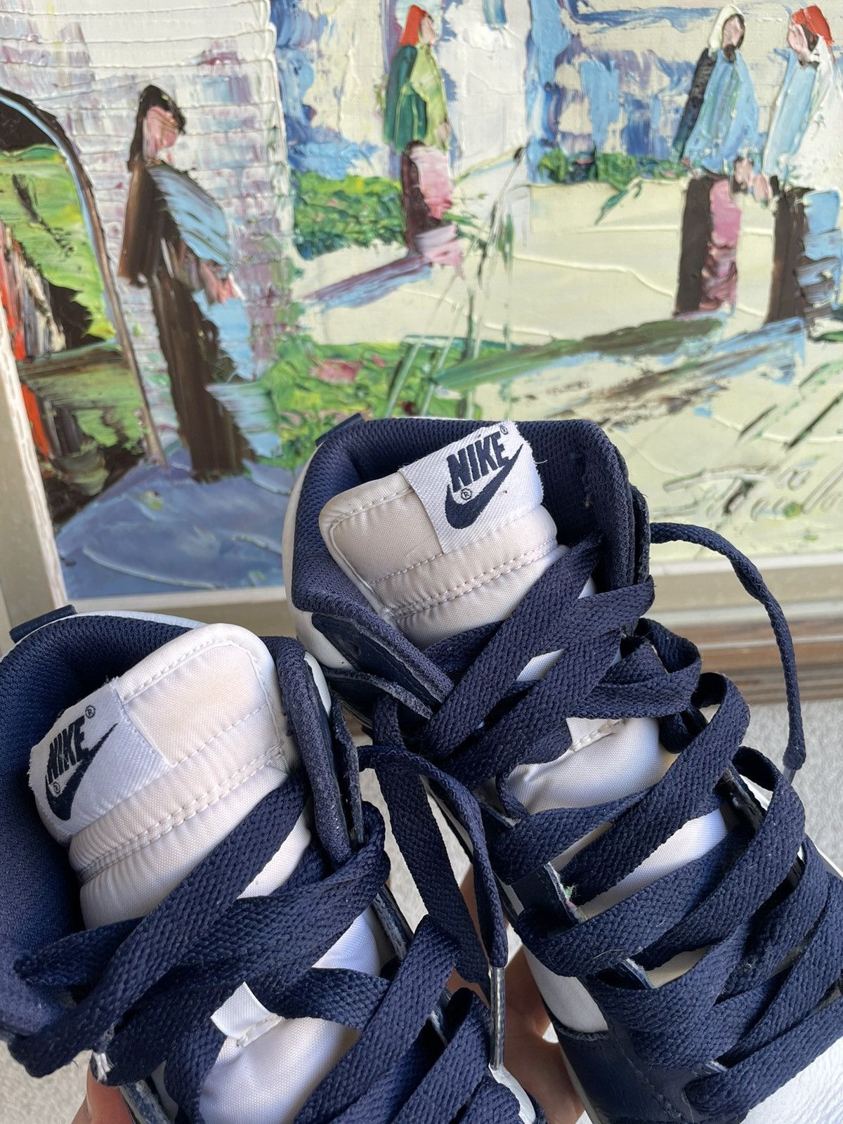 Nike Nike WMNS Dunk High Retro Villanova White Navy Sneakers Hype Size US 8 / EU 41 - 6 Thumbnail