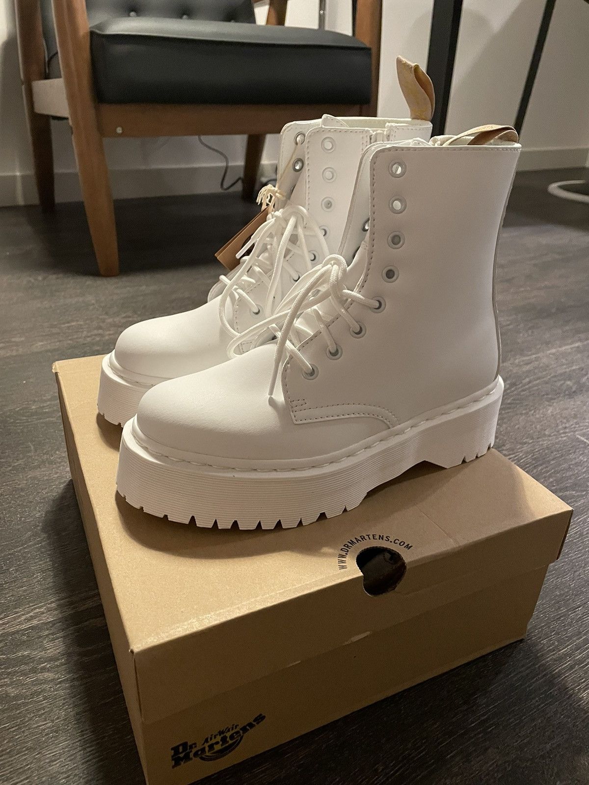 Dr. Martens DR.Martens White Jadon II Mono Boots Size US 6 / EU 39 - 2 Thumbnail
