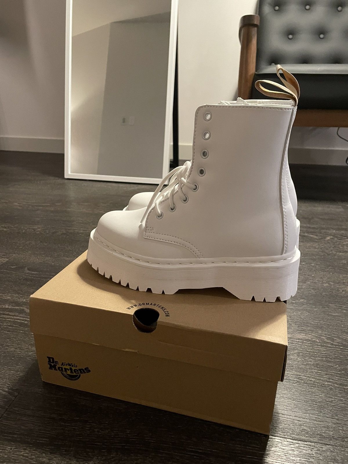 Dr. Martens DR.Martens White Jadon II Mono Boots Size US 6 / EU 39 - 3 Thumbnail