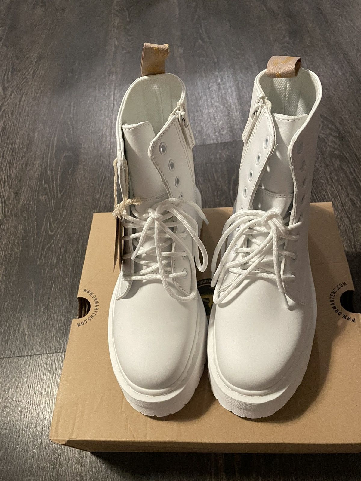 Dr. Martens DR.Martens White Jadon II Mono Boots Size US 6 / EU 39 - 1 Thumbnail