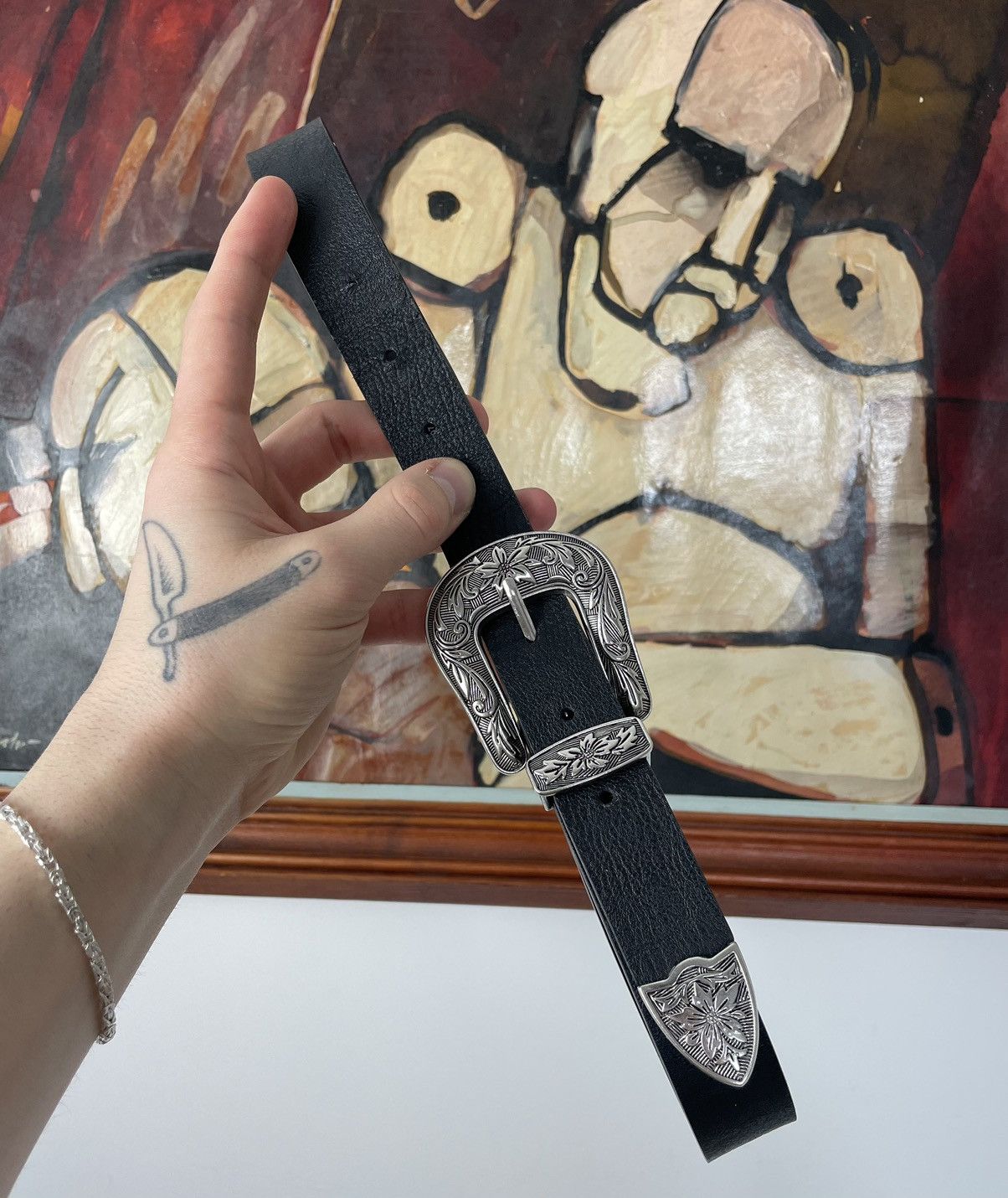 vintage rhinestones black western nocona belt bb simon style