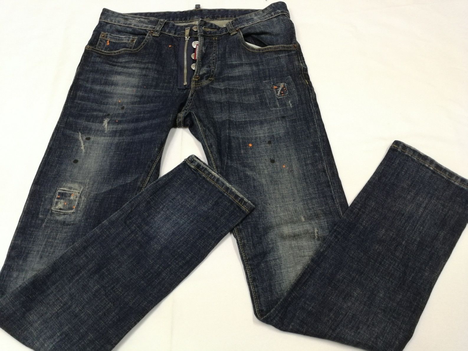 Dsquared2 Rare DSQUARED2 BUSTED Denim Jeans Raw Paint Design Size US 30 / EU 46 - 1 Thumbnail