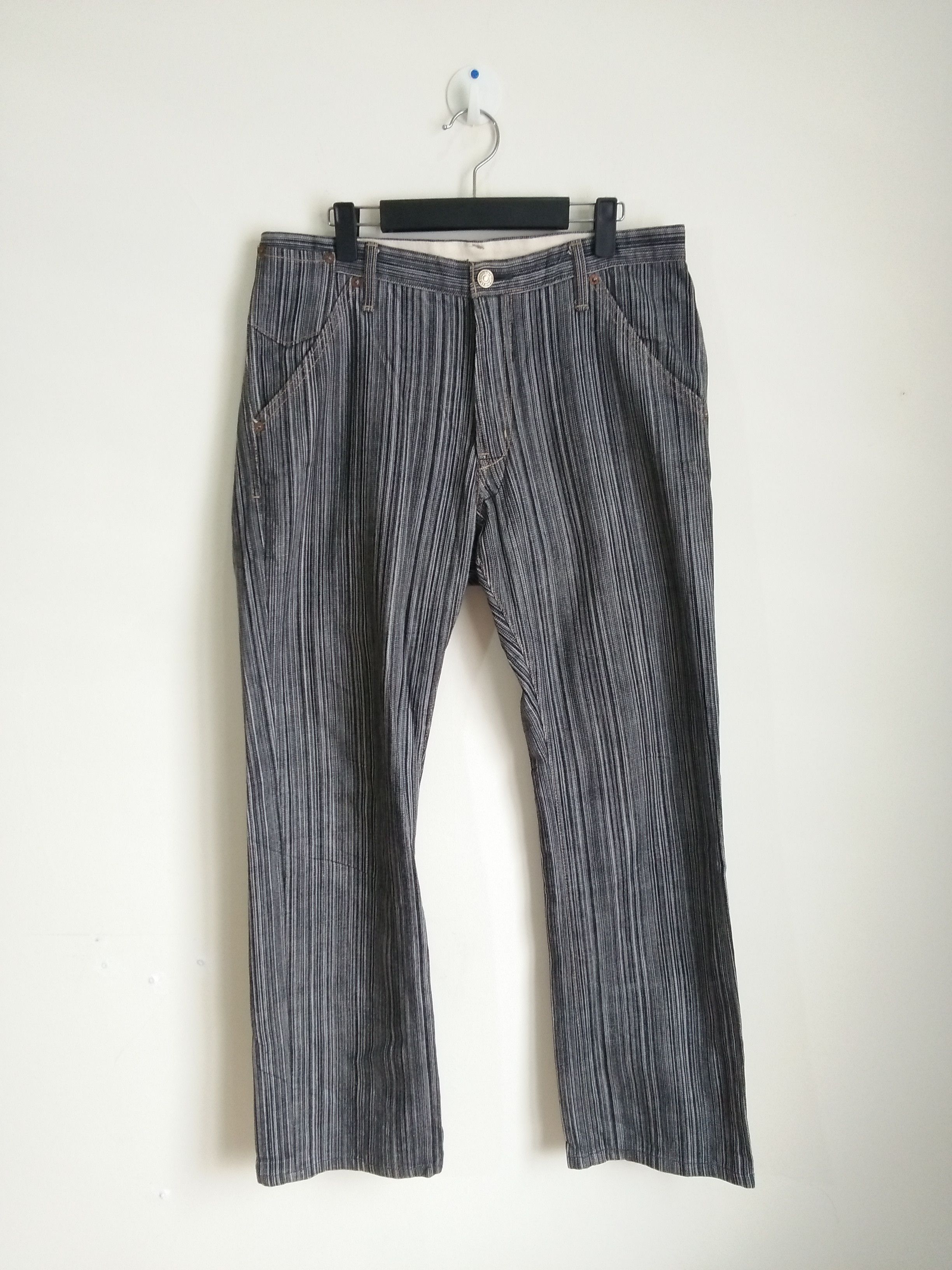 If Six Was Nine Japanese Brand BLUE WAY Striped Denim Trouser Pant Size US 32 / EU 48 - 2 Thumbnail