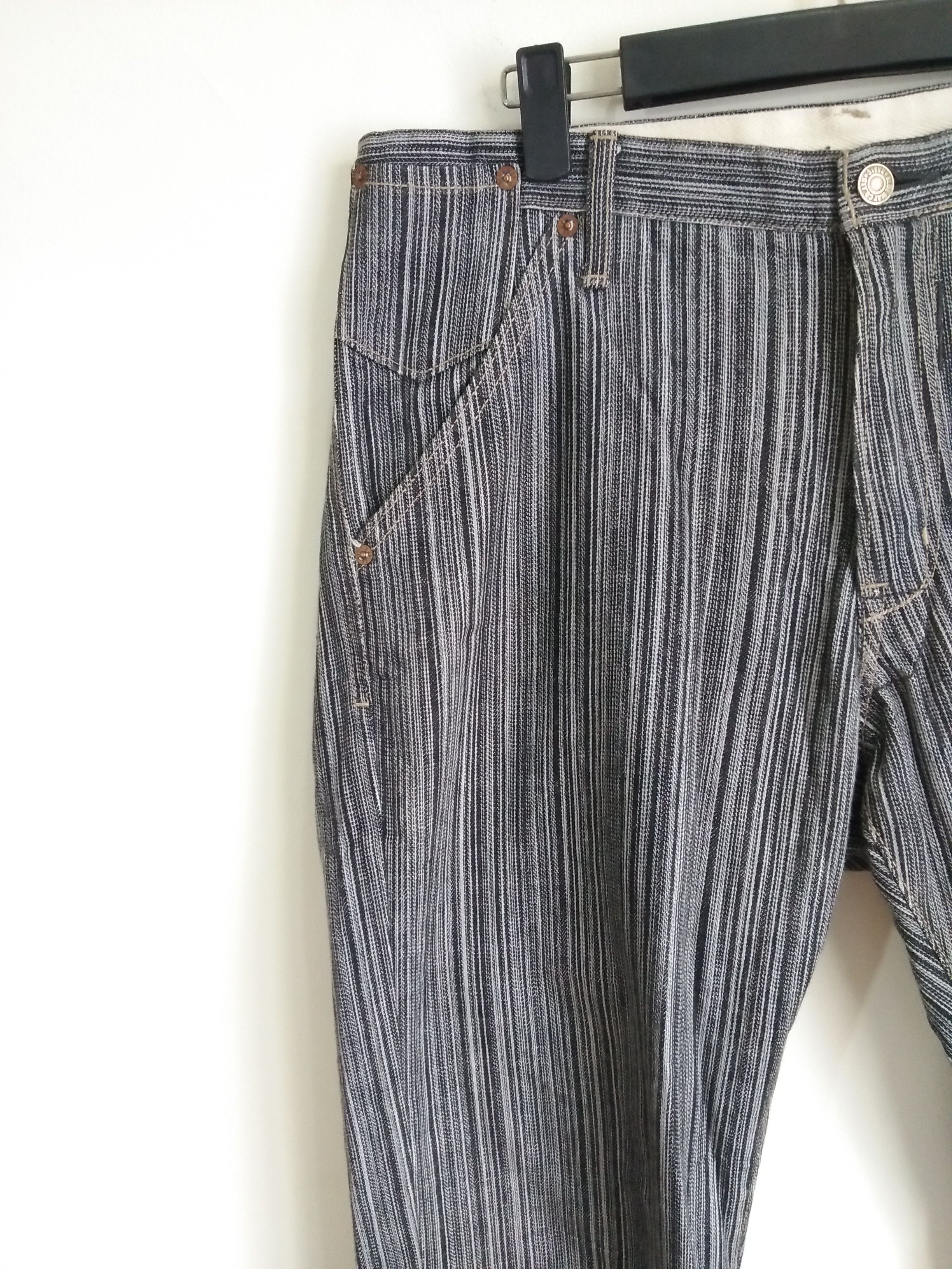 If Six Was Nine Japanese Brand BLUE WAY Striped Denim Trouser Pant Size US 32 / EU 48 - 7 Thumbnail