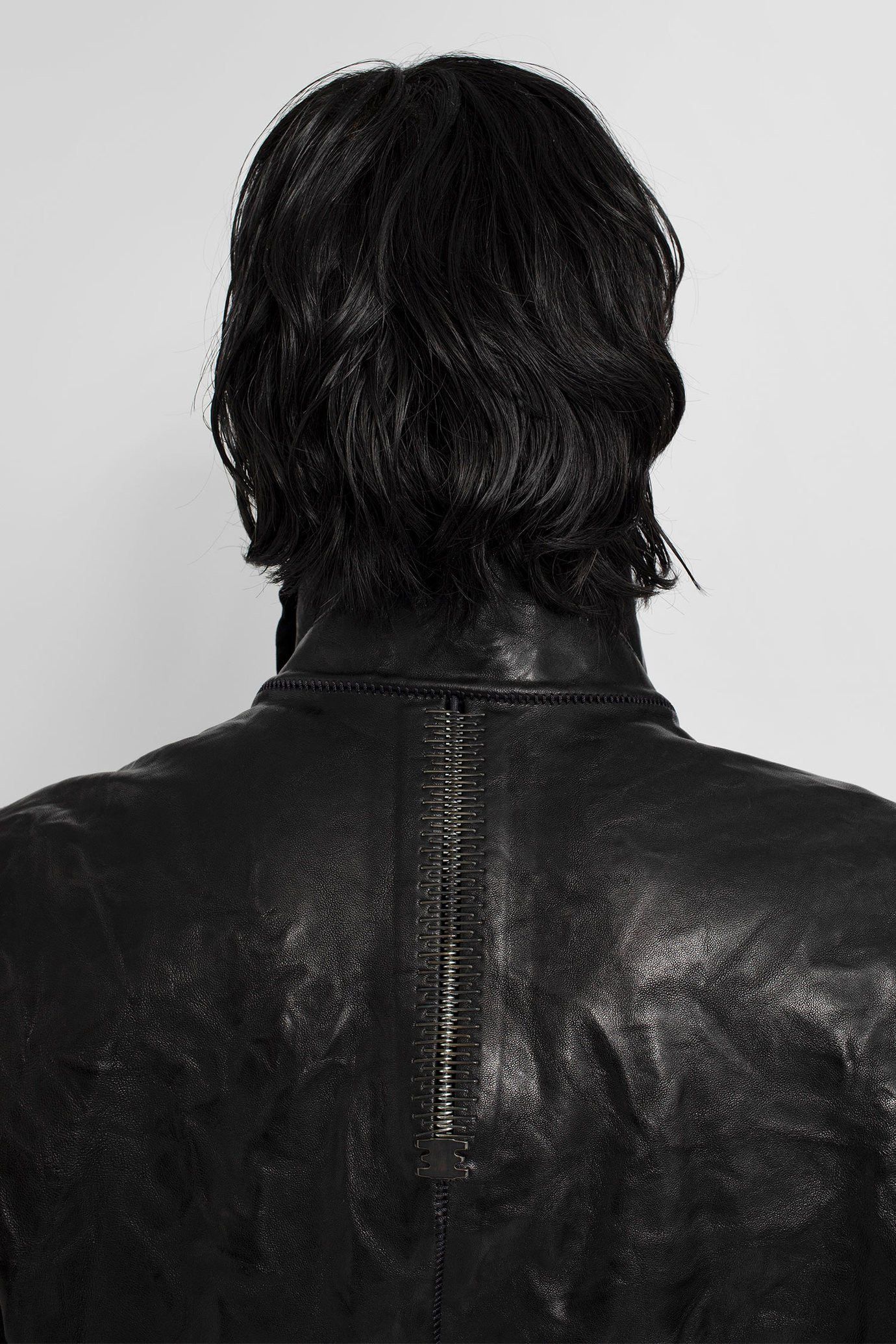 Isaac Sellam Experience Black high-neck unlined asymmetric leather jacket Size US L / EU 52-54 / 3 - 6 Thumbnail