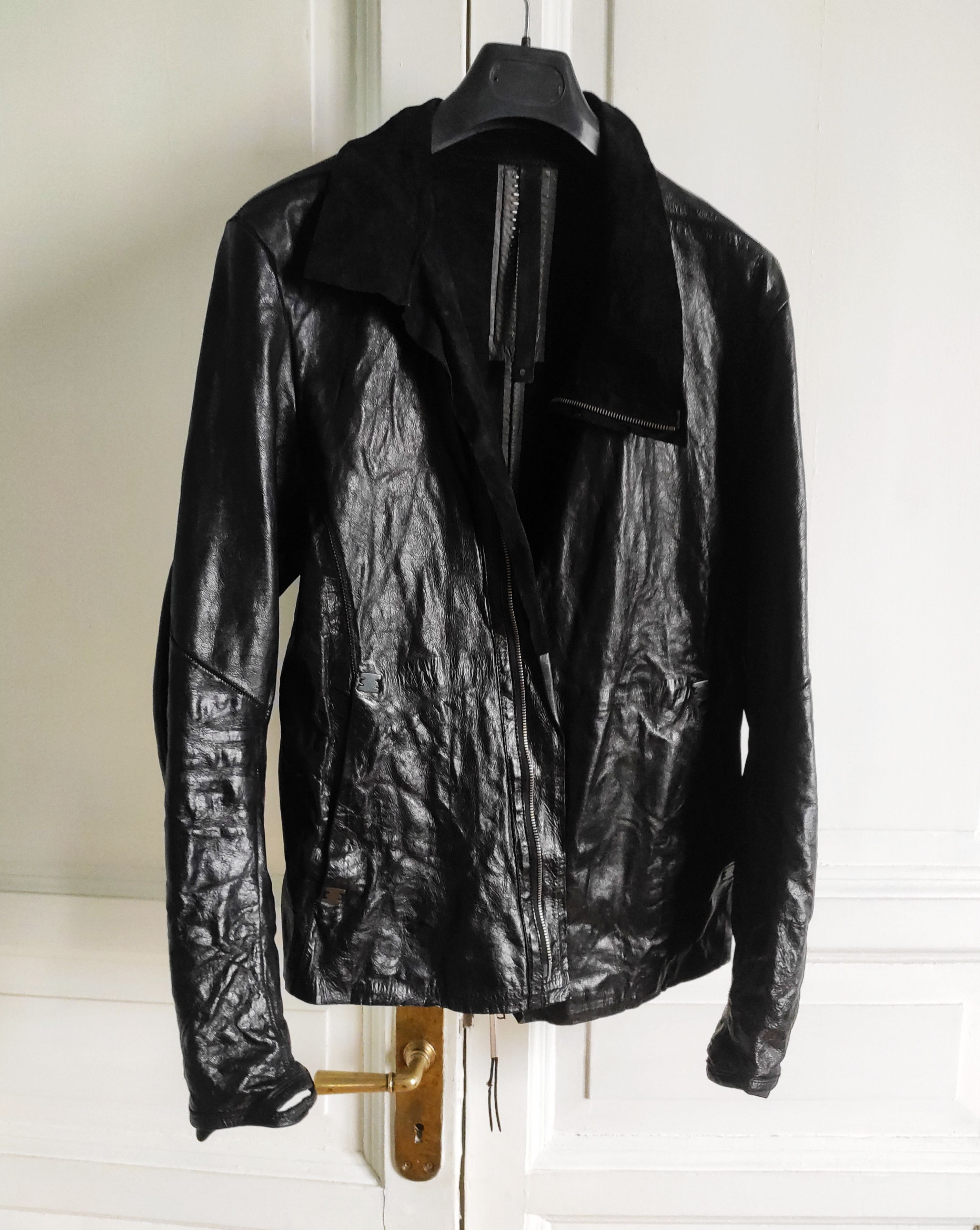 Isaac Sellam Experience Black high-neck unlined asymmetric leather jacket Size US L / EU 52-54 / 3 - 8 Thumbnail