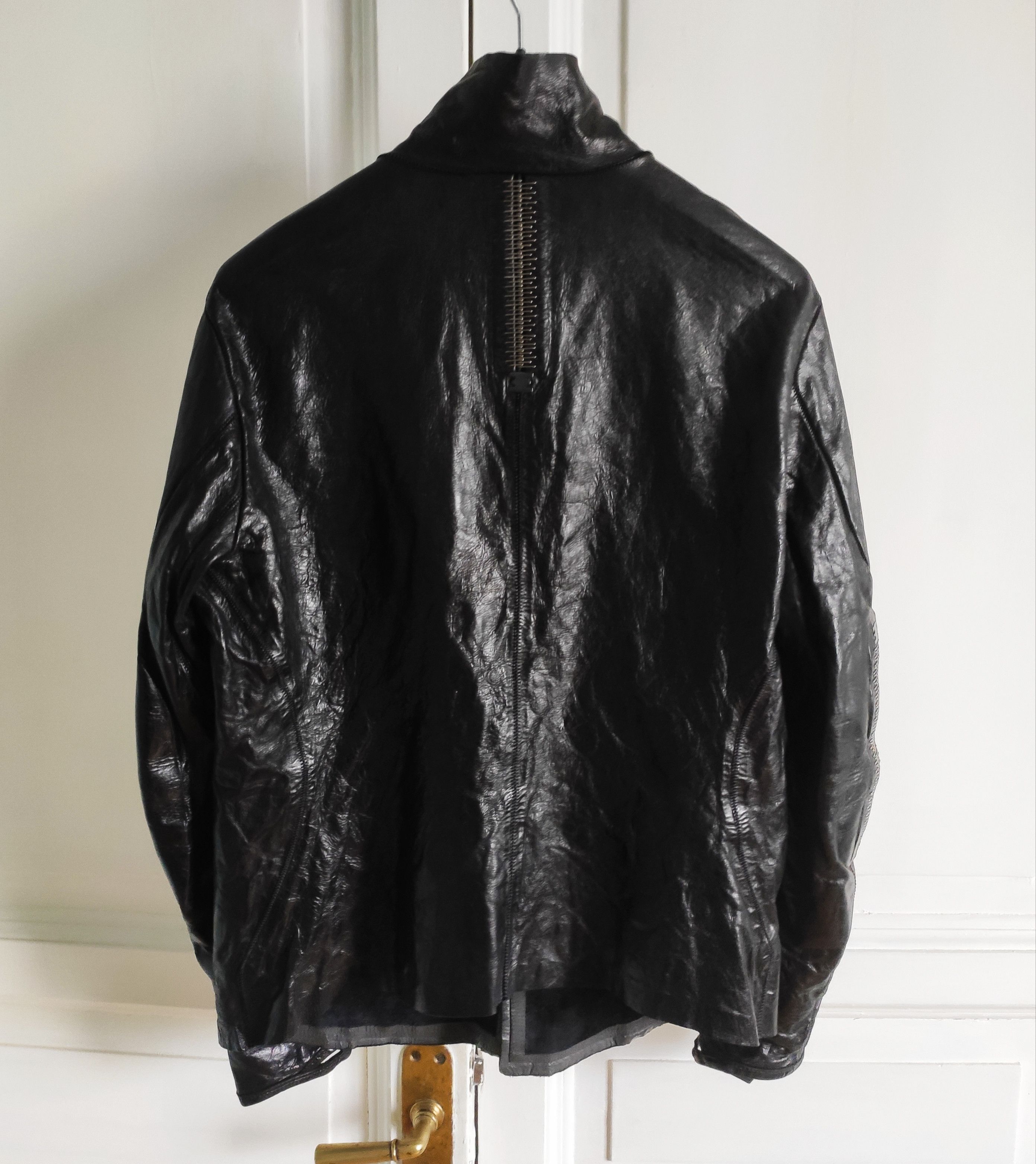 Isaac Sellam Experience Black high-neck unlined asymmetric leather jacket Size US L / EU 52-54 / 3 - 10 Thumbnail