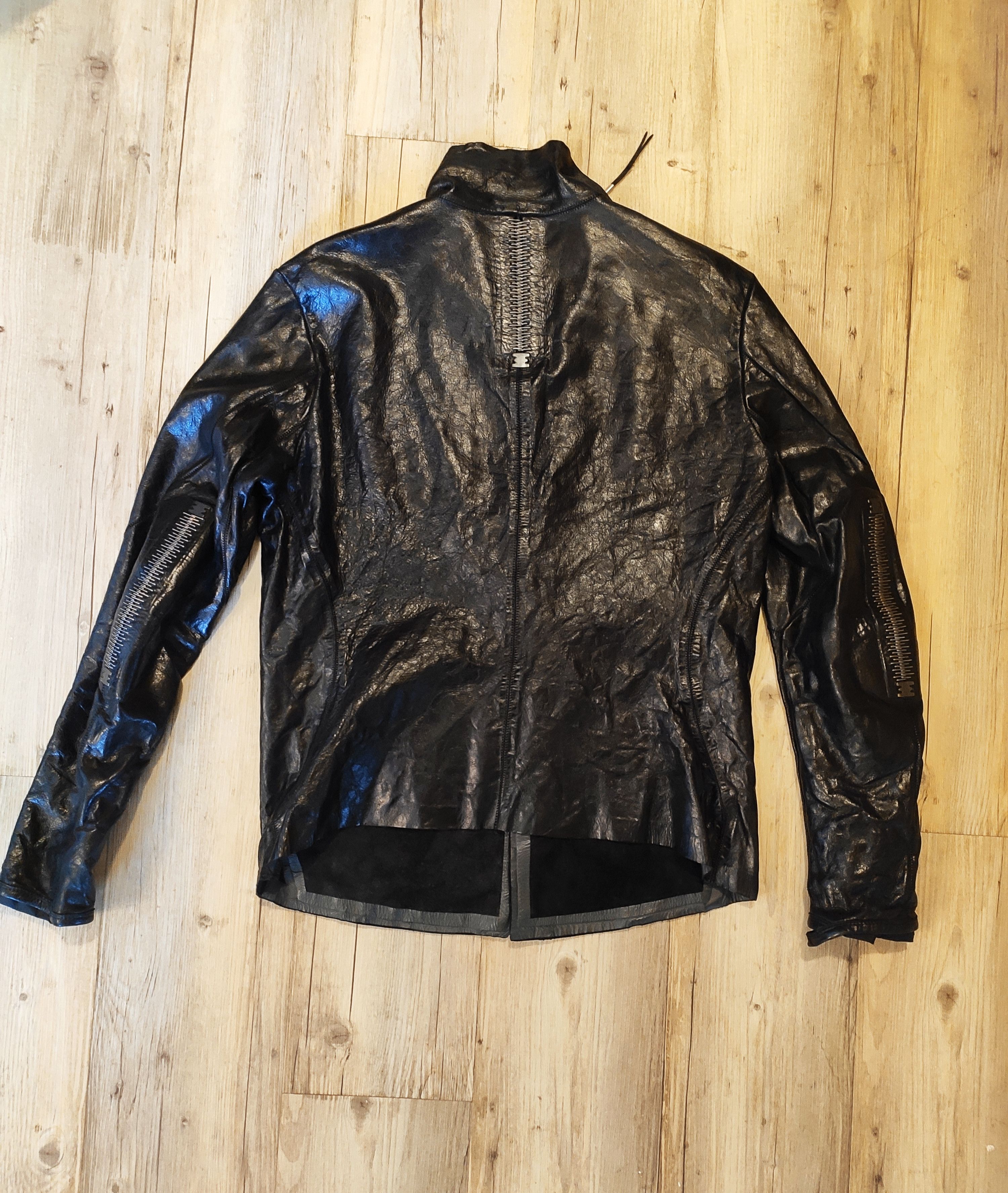 Isaac Sellam Experience Black high-neck unlined asymmetric leather jacket Size US L / EU 52-54 / 3 - 11 Thumbnail