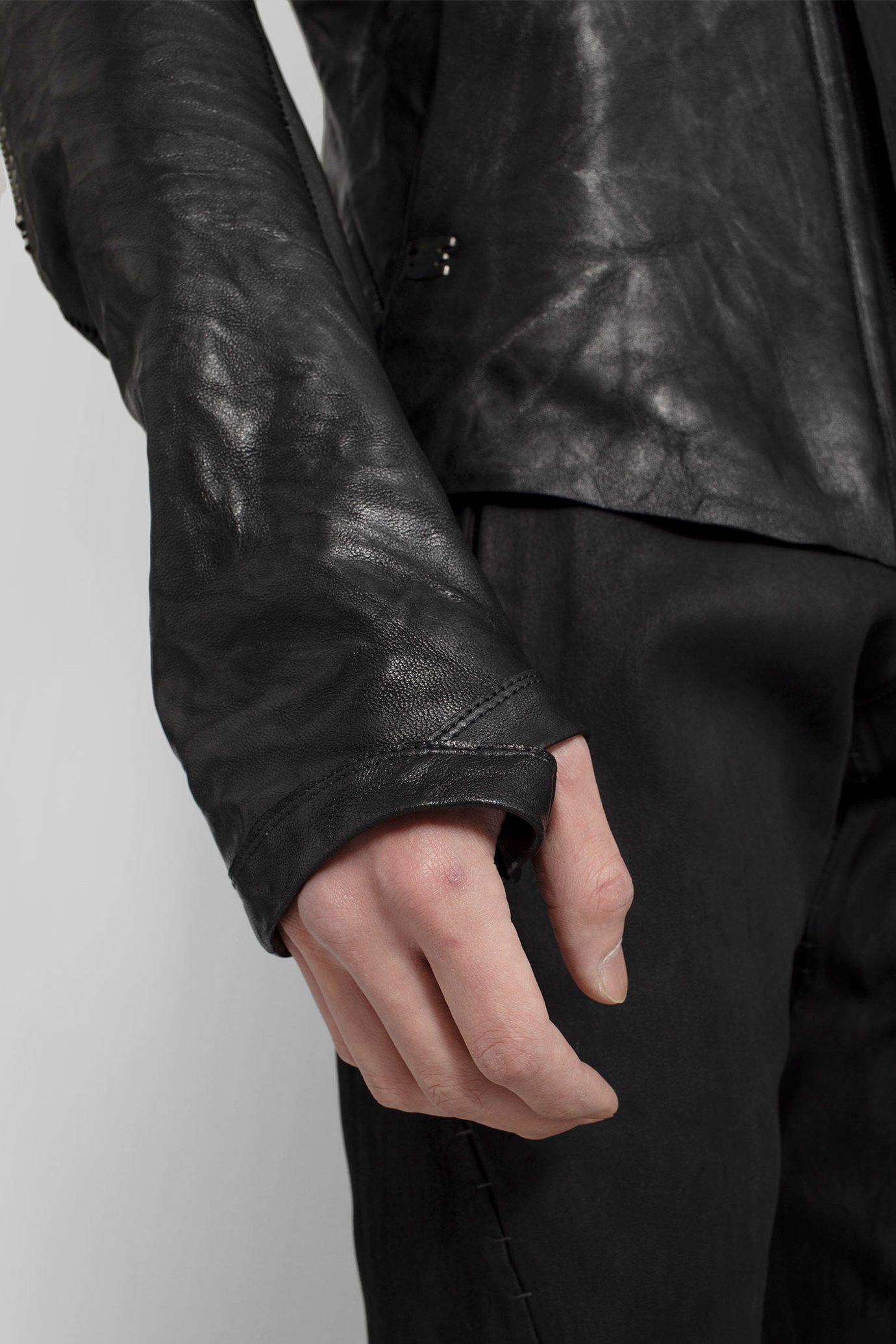 Isaac Sellam Experience Black high-neck unlined asymmetric leather jacket Size US L / EU 52-54 / 3 - 5 Thumbnail