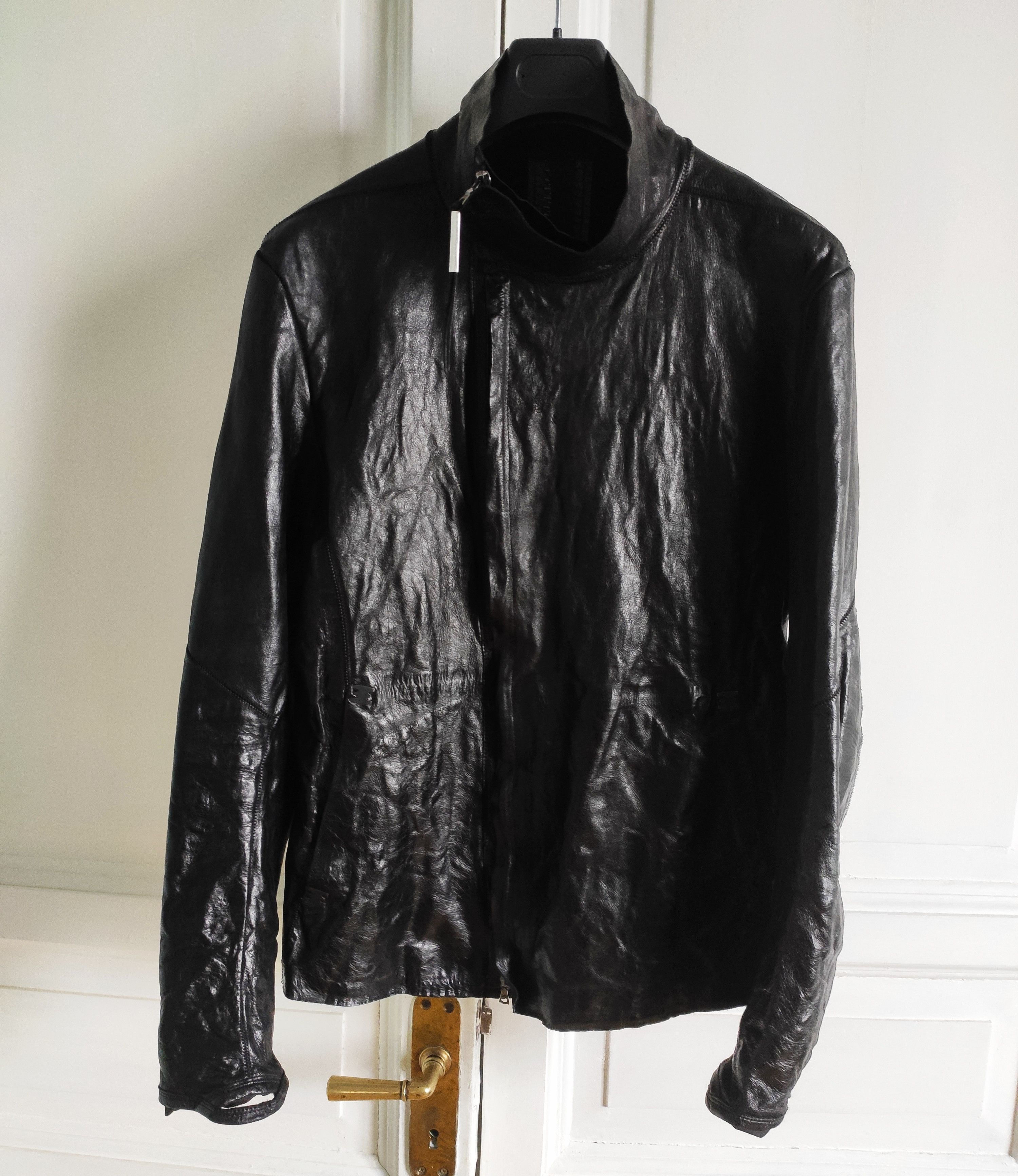 Isaac Sellam Experience Black high-neck unlined asymmetric leather jacket Size US L / EU 52-54 / 3 - 9 Thumbnail