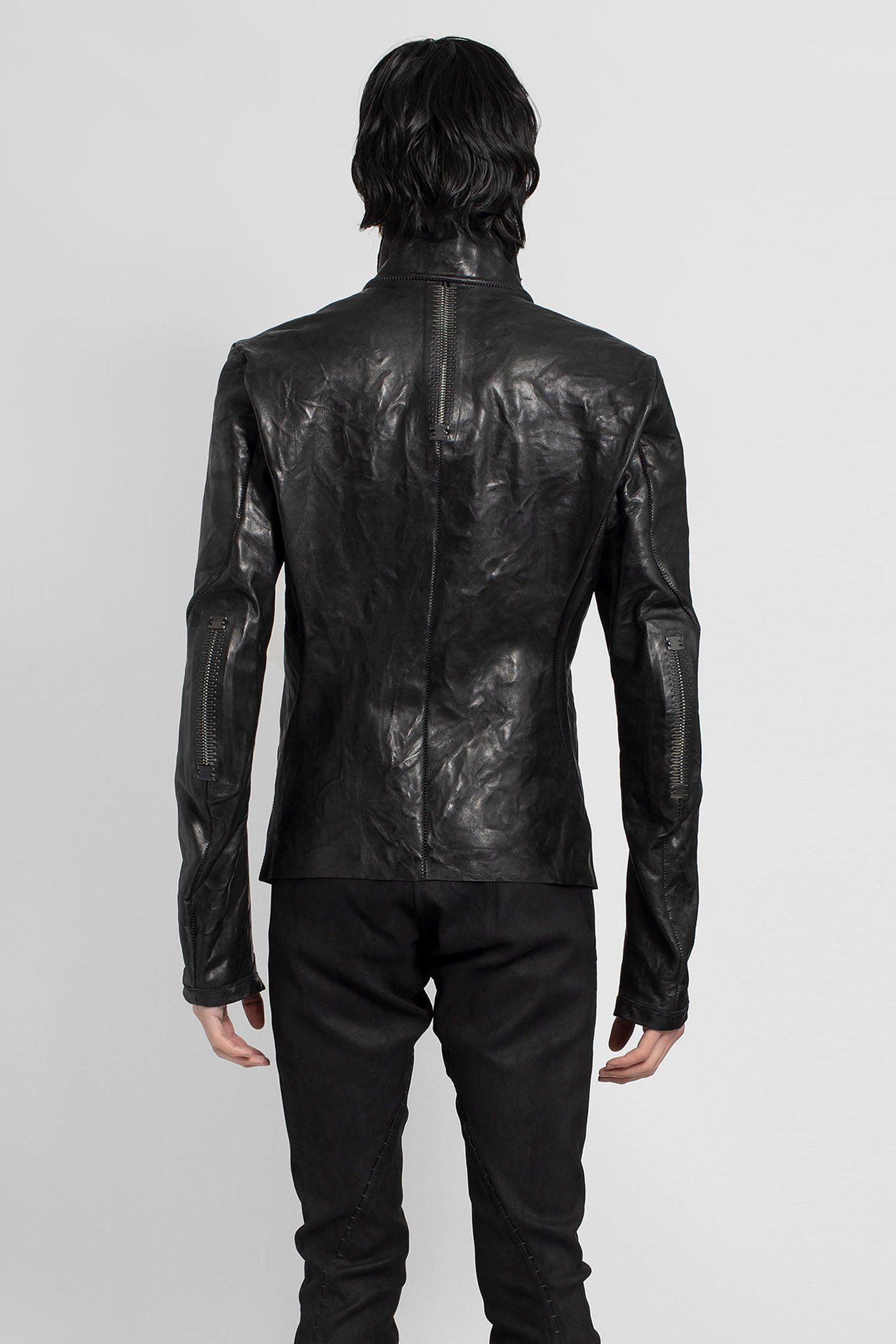 Isaac Sellam Experience Black high-neck unlined asymmetric leather jacket Size US L / EU 52-54 / 3 - 7 Thumbnail