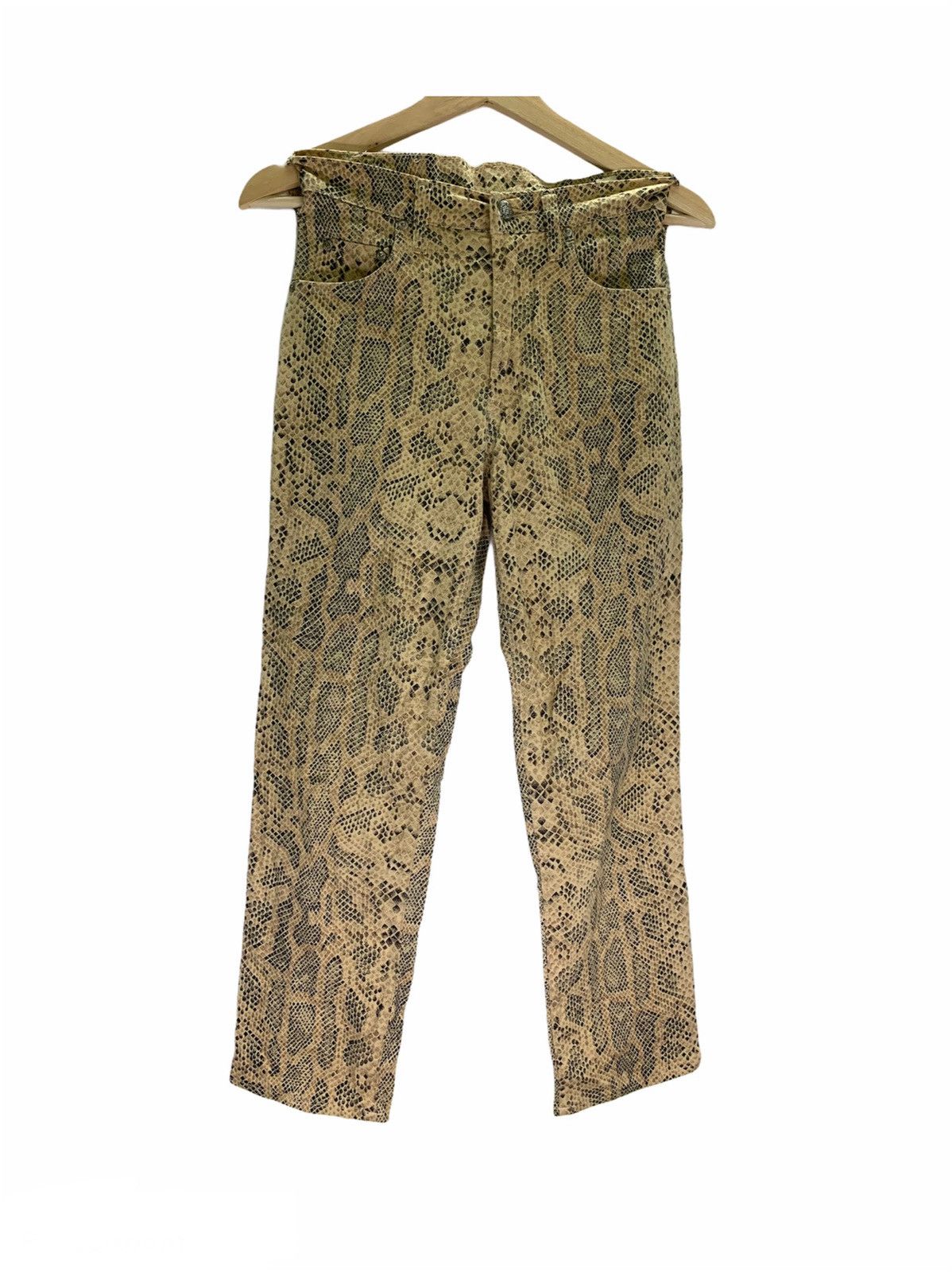 image of Italian Designers Vintage Saez Merino Cimaron Snake Skin Printed Pant Hysteric in Black Cream (Size