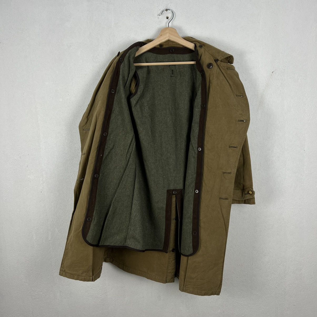 Vintage 💥💥GREEN TRENCH COAT JACKET RARE STYLE MILITARY COLLECTIONS Size US S / EU 44-46 / 1 - 16 Thumbnail