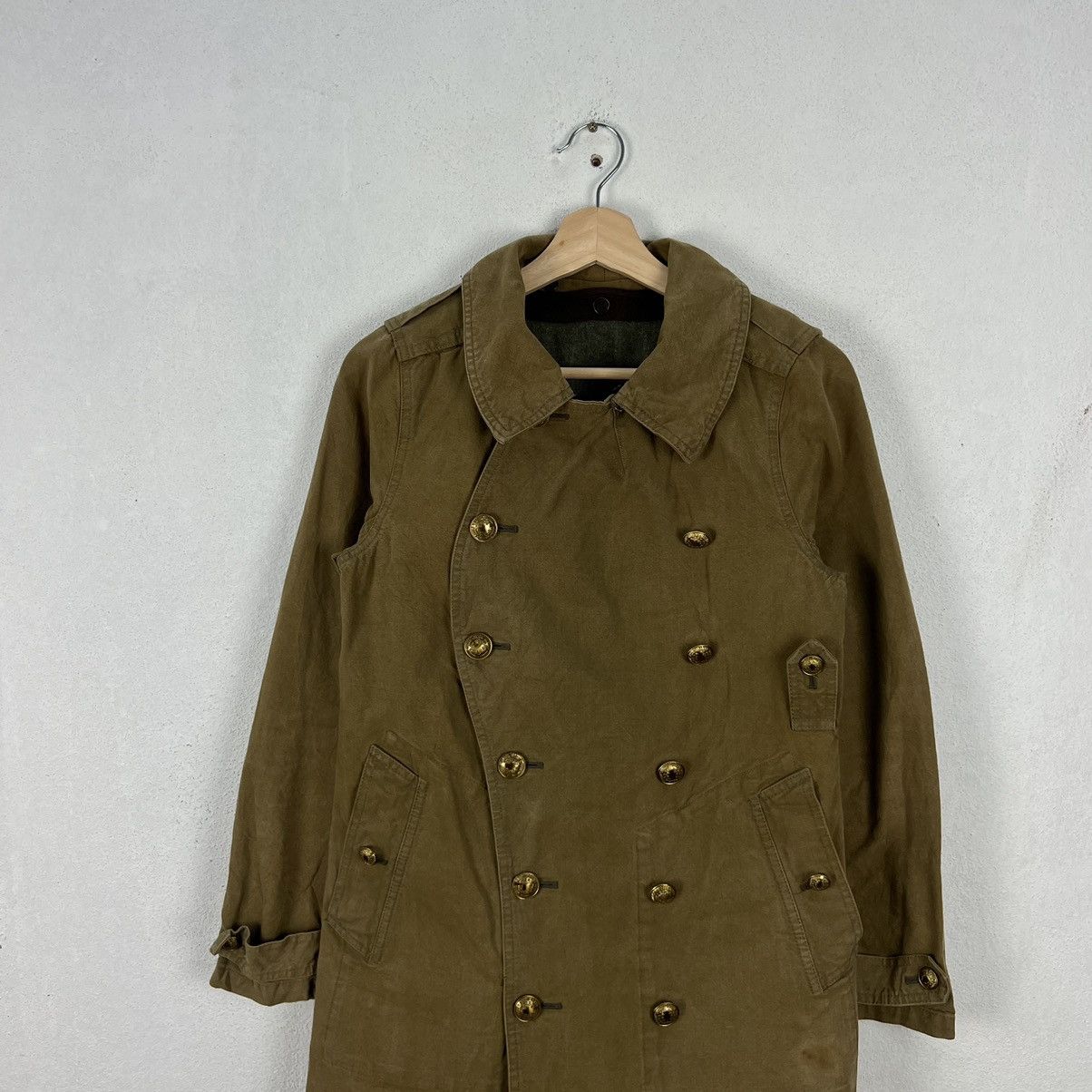 Vintage 💥💥GREEN TRENCH COAT JACKET RARE STYLE MILITARY COLLECTIONS Size US S / EU 44-46 / 1 - 2 Thumbnail