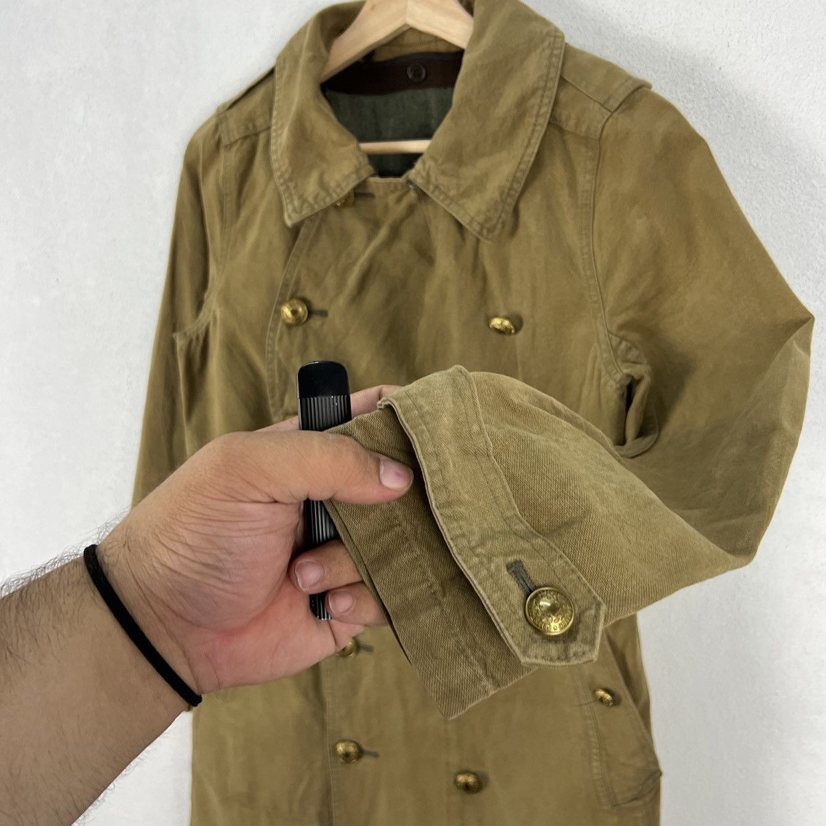 Vintage 💥💥GREEN TRENCH COAT JACKET RARE STYLE MILITARY COLLECTIONS Size US S / EU 44-46 / 1 - 10 Thumbnail