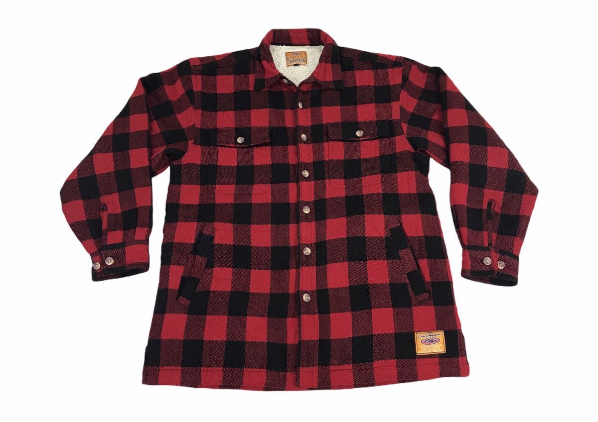 image of Dale Chapman Flannel Plaid Check Sherpa Inner in Red, Men's (Size Medium)