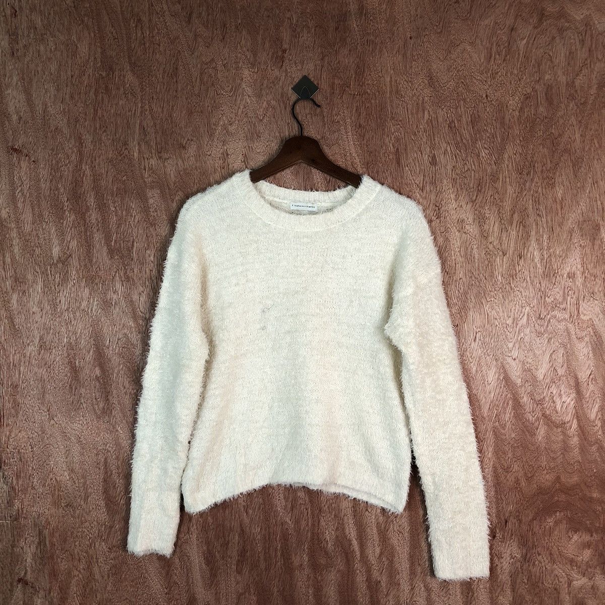 image of Homespun Knitwear Hypen World Gallery Shag Shaggy Fur Mohair Knitwear 6629 in White (Size Small)