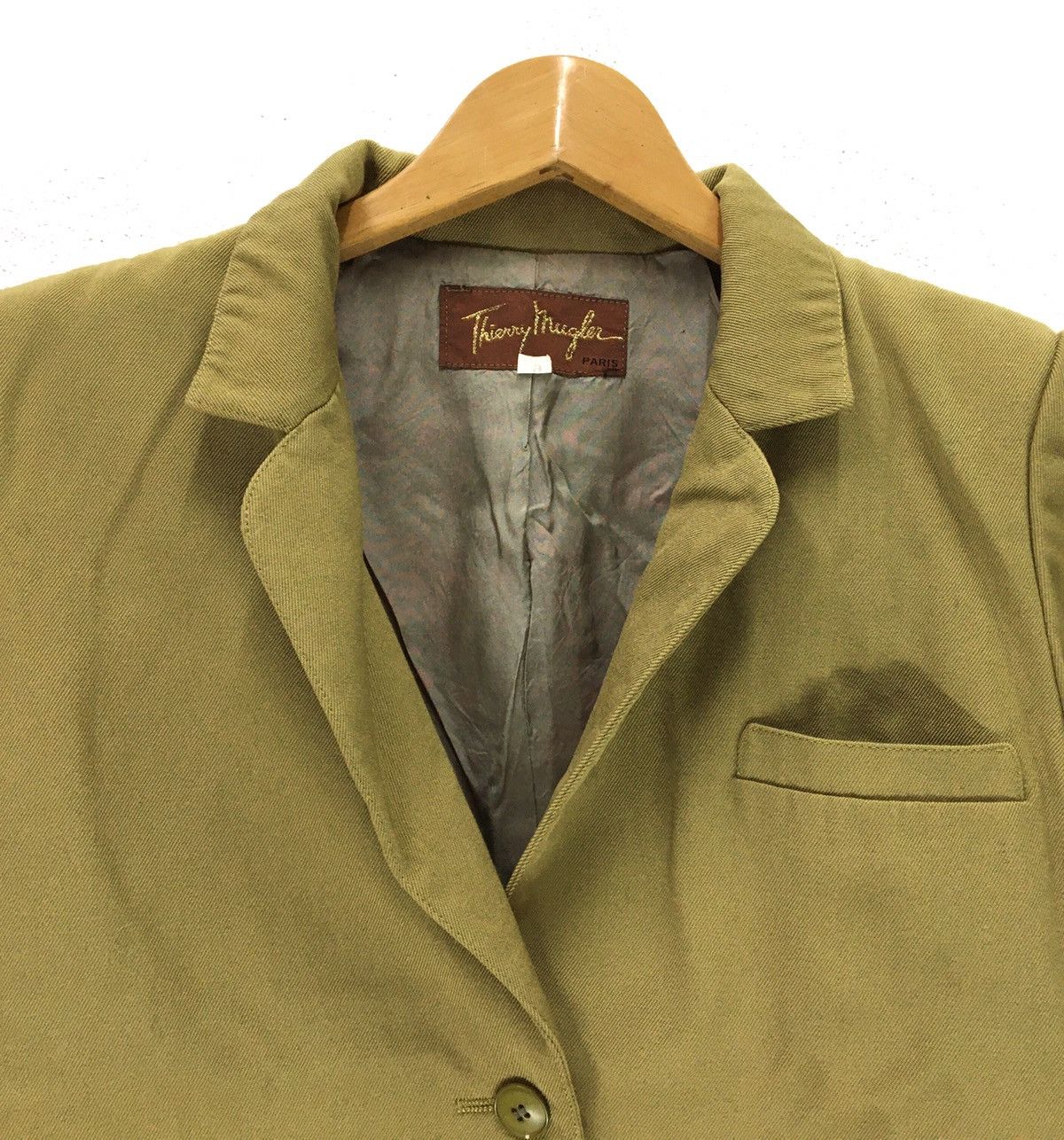 Designer × Thierry Mugler THIERRY MUGLER Olive Green Blazer Size S / US 4 / IT 40 - 5 Thumbnail