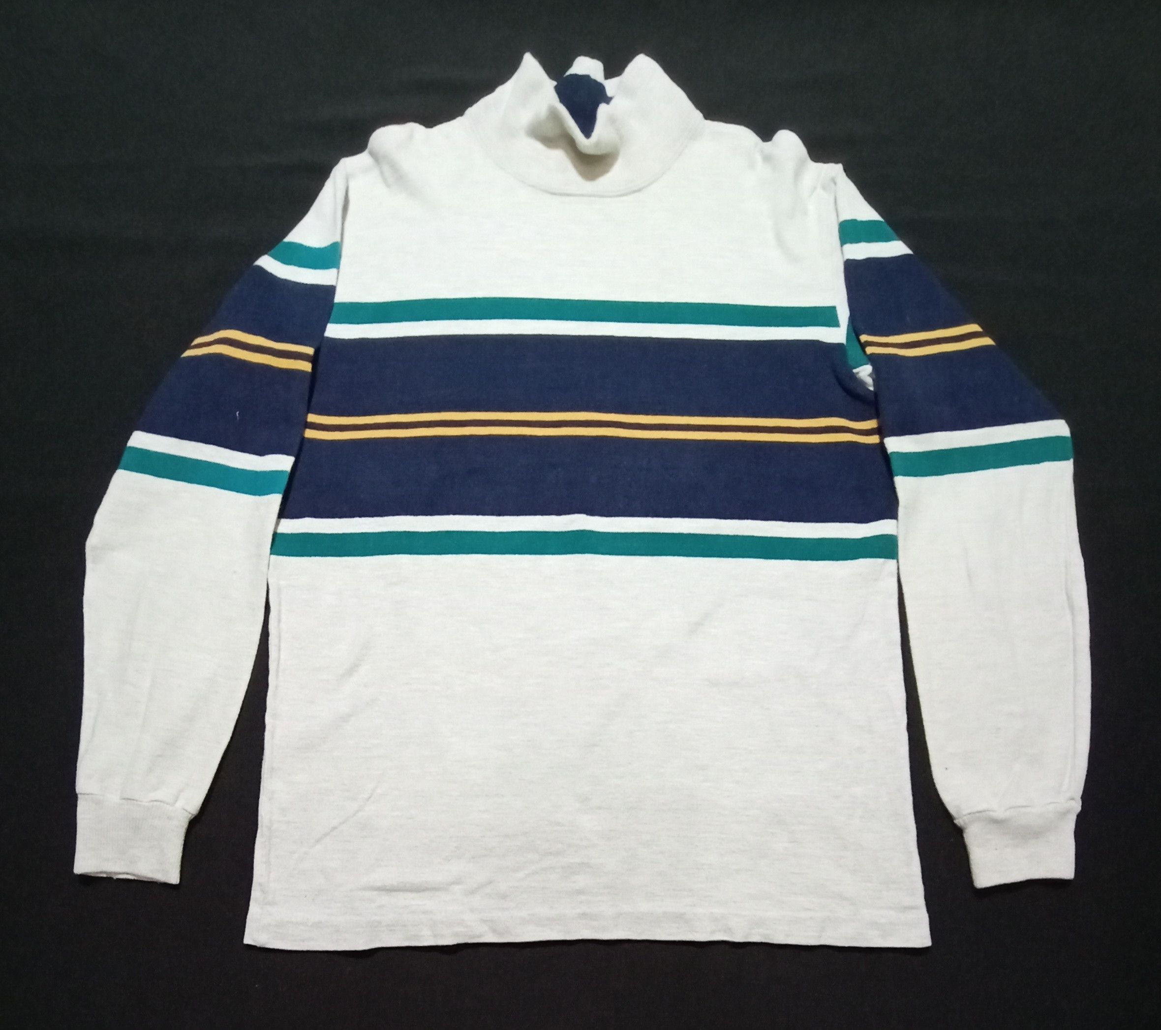 image of L L Bean x Made In USA L. L. Bean Freeport Sweatshirt Stripe Design Made In Usa in White (Size Medi