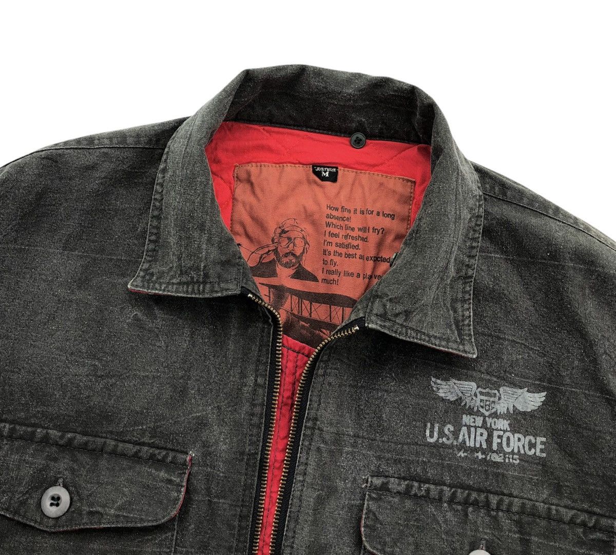 Vintage Vintage 90s NY US.Air Force Design Denim Bomber Jacket Size US M / EU 48-50 / 2 - 10 Thumbnail