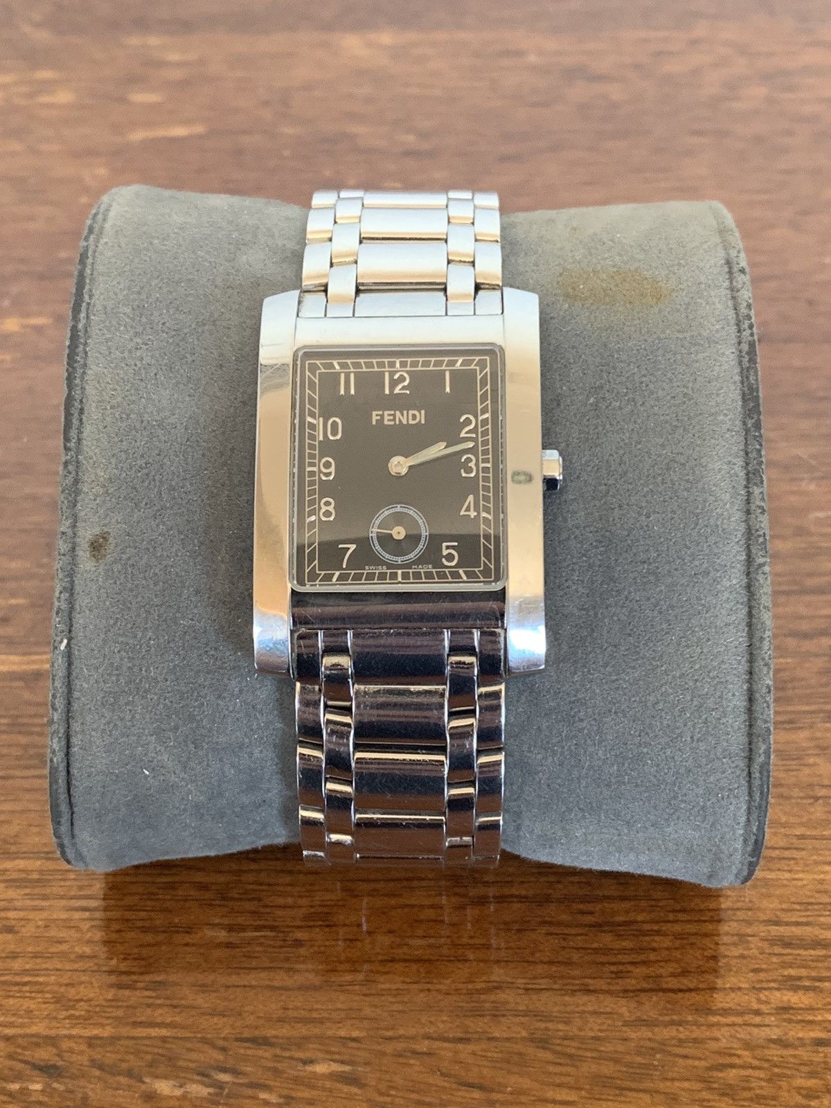 image of Fendi Classic Logotype Mens Wristwatch White Gold