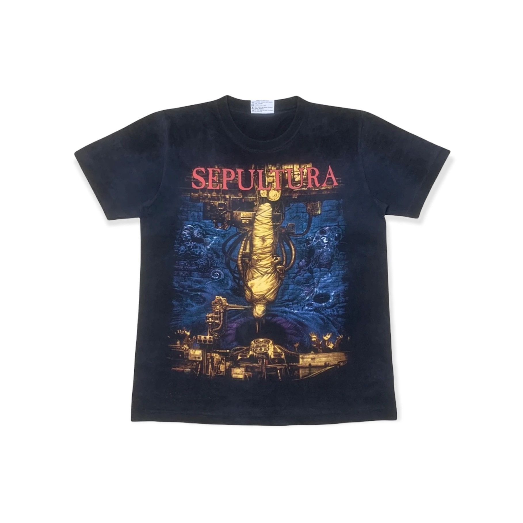 image of Band Tees x Rock Band Vintage Sepultura Chaos Ad Band Tshirt in Black, Men's (Size Medium)