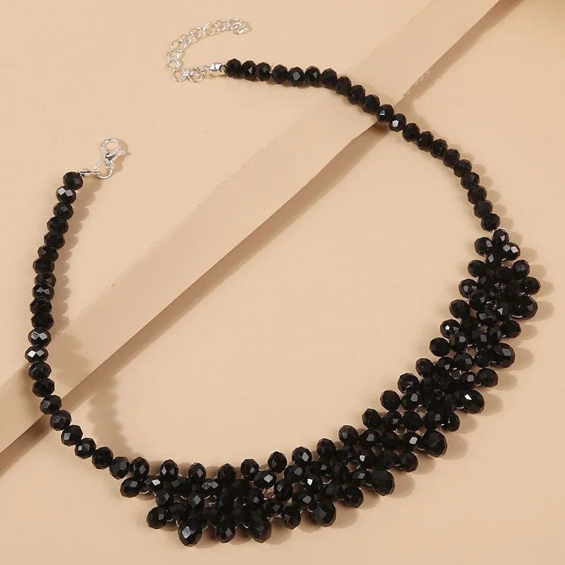 Jewelry Handmade Beaded Black Crystal Chokers Necklaces Size ONE SIZE - 3 Thumbnail
