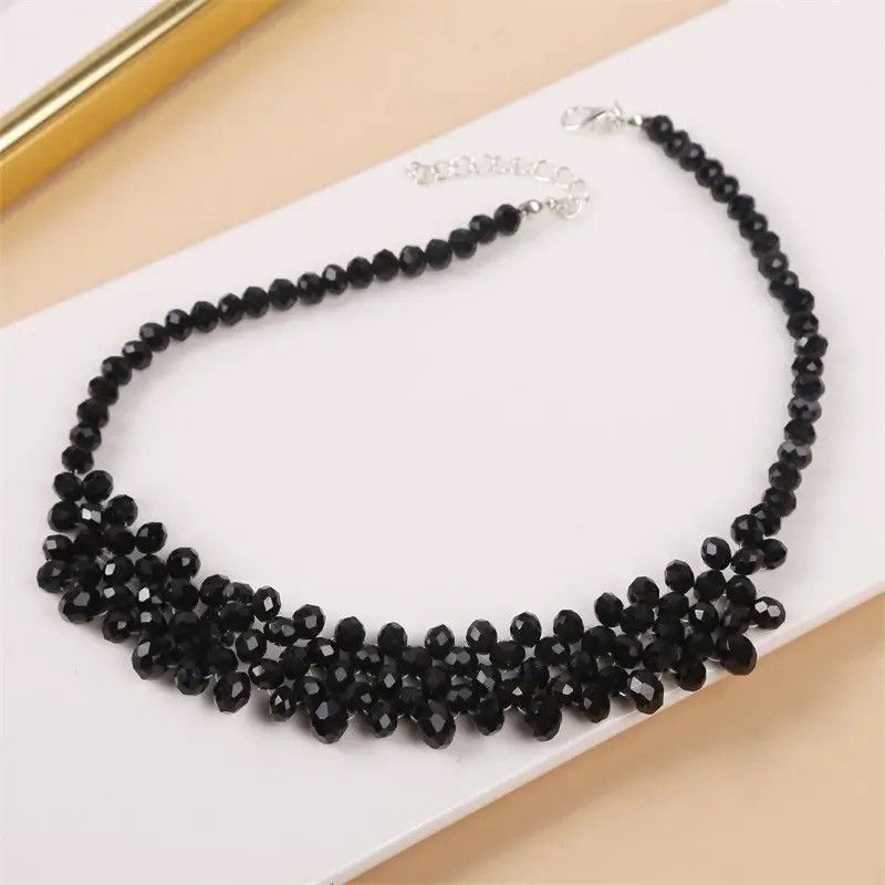 Jewelry Handmade Beaded Black Crystal Chokers Necklaces Size ONE SIZE - 2 Thumbnail