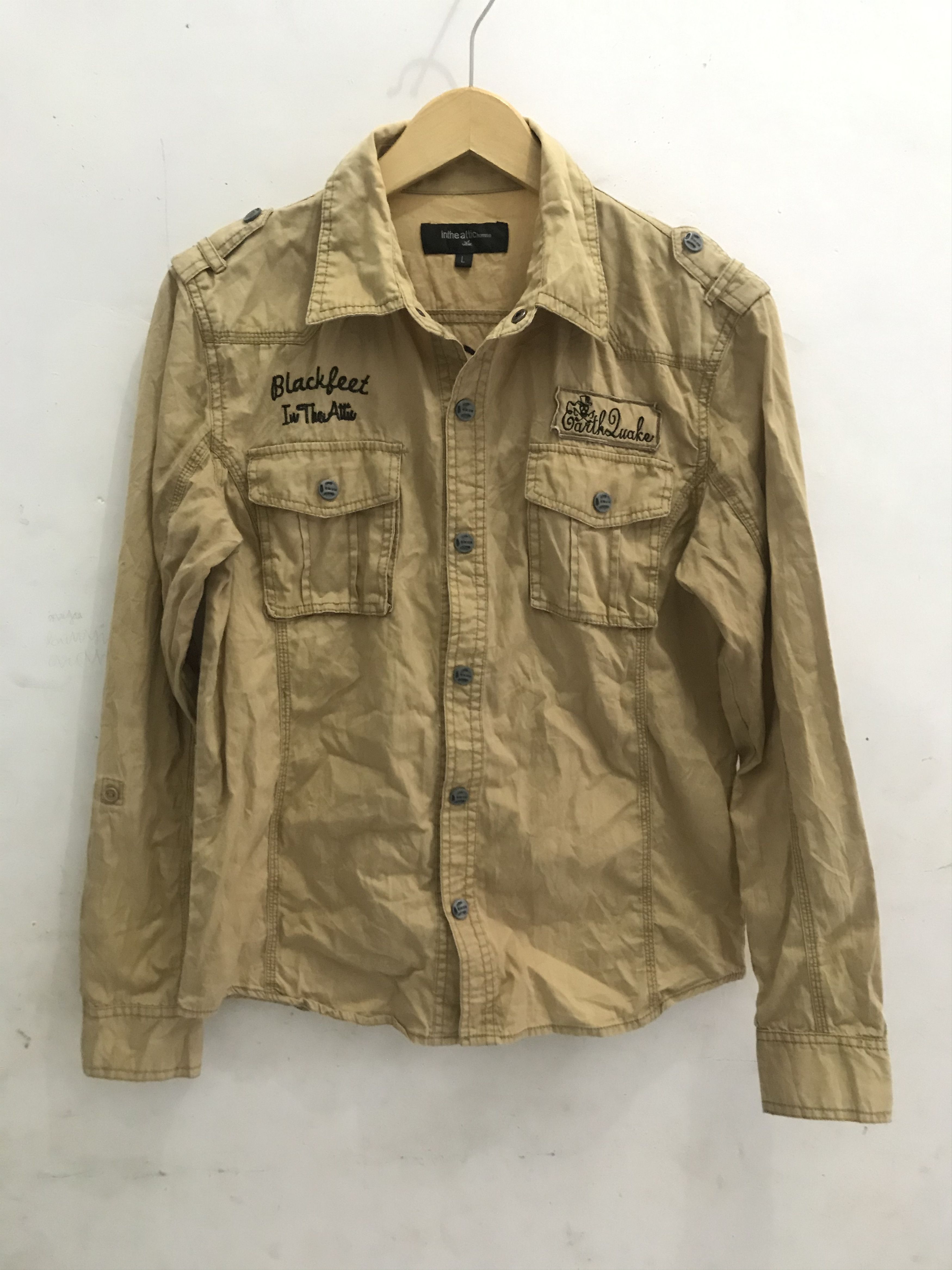 image of In The Attic Shirts Embroidery Vintage in Yellow, Men's (Size Large)