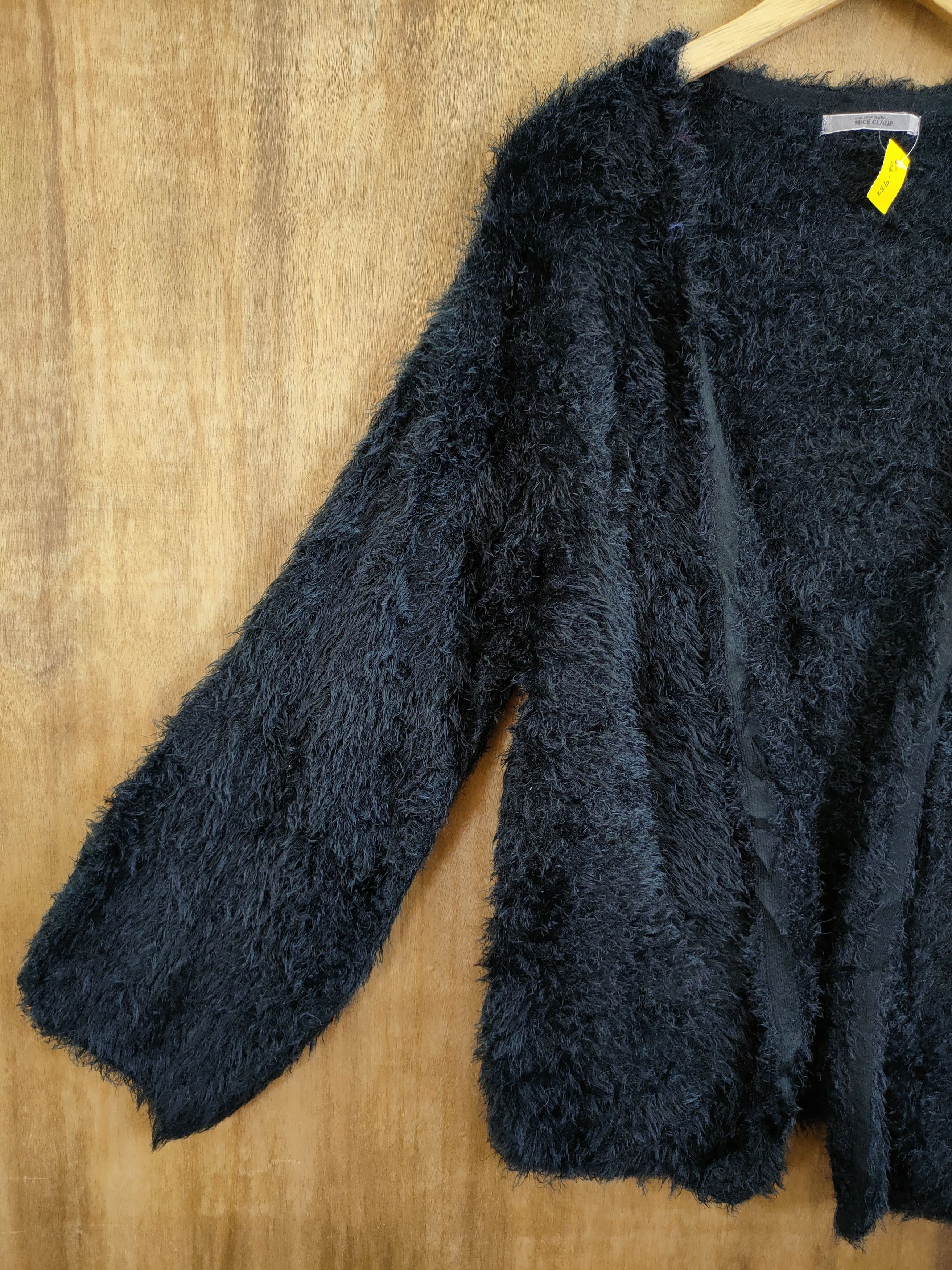 Aran Isles Knitwear DL Nice Claup Black shag shaggy mohair fur knitwear #46-932 Size US M / EU 48-50 / 2 - 2 Thumbnail