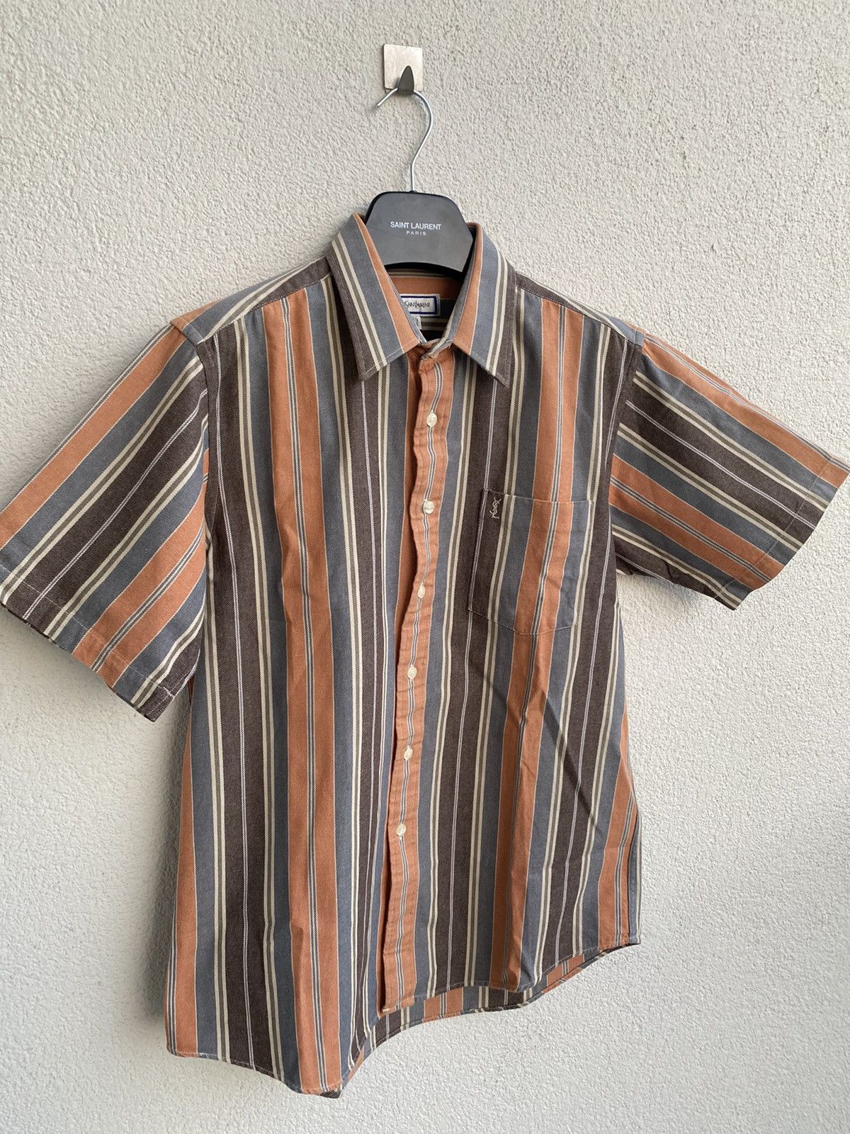 Yves Saint Laurent 90s YSL Shirt Rare Short Sleeve Button Up Collar Vintage y2k Size US L / EU 52-54 / 3 - 15 Thumbnail