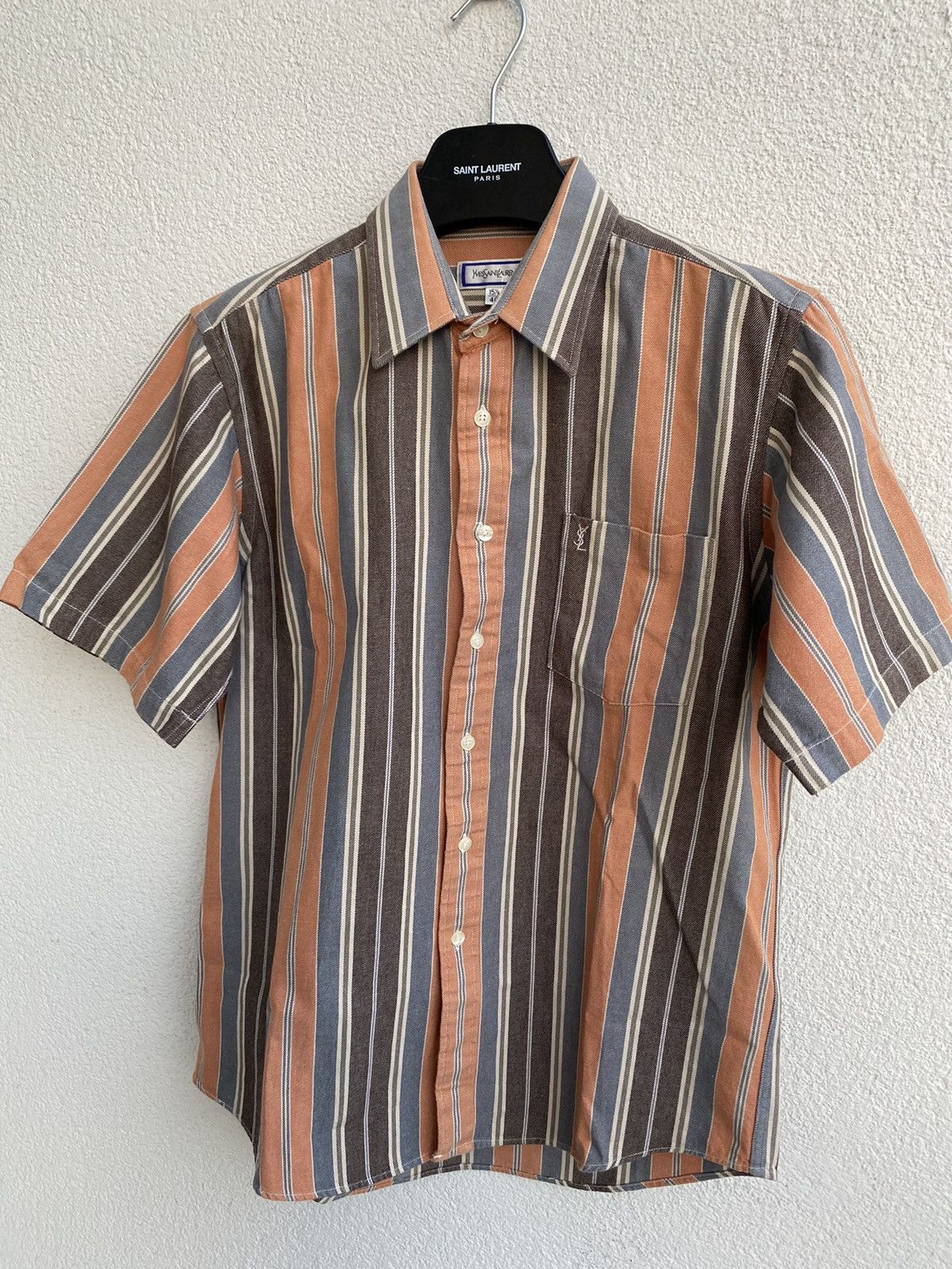 Yves Saint Laurent 90s YSL Shirt Rare Short Sleeve Button Up Collar Vintage y2k Size US L / EU 52-54 / 3 - 12 Thumbnail