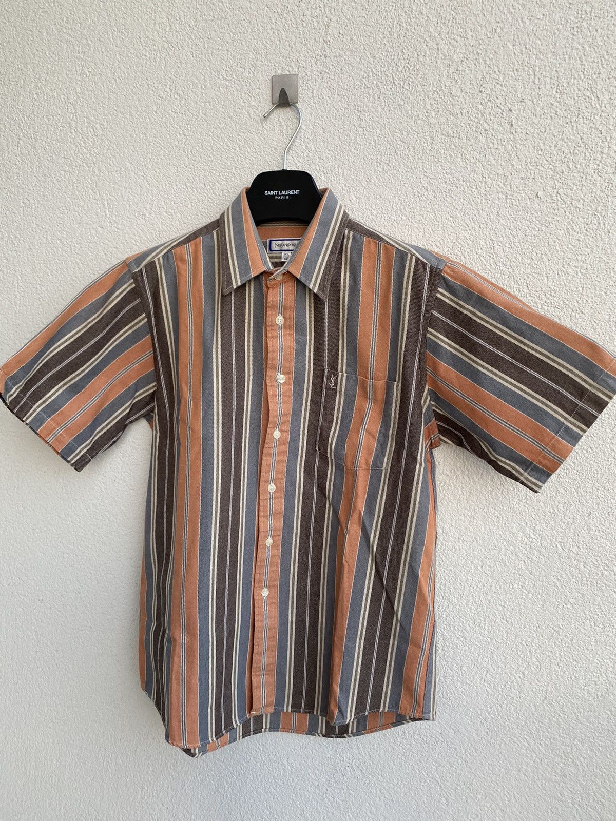 Yves Saint Laurent 90s YSL Shirt Rare Short Sleeve Button Up Collar Vintage y2k Size US L / EU 52-54 / 3 - 6 Thumbnail