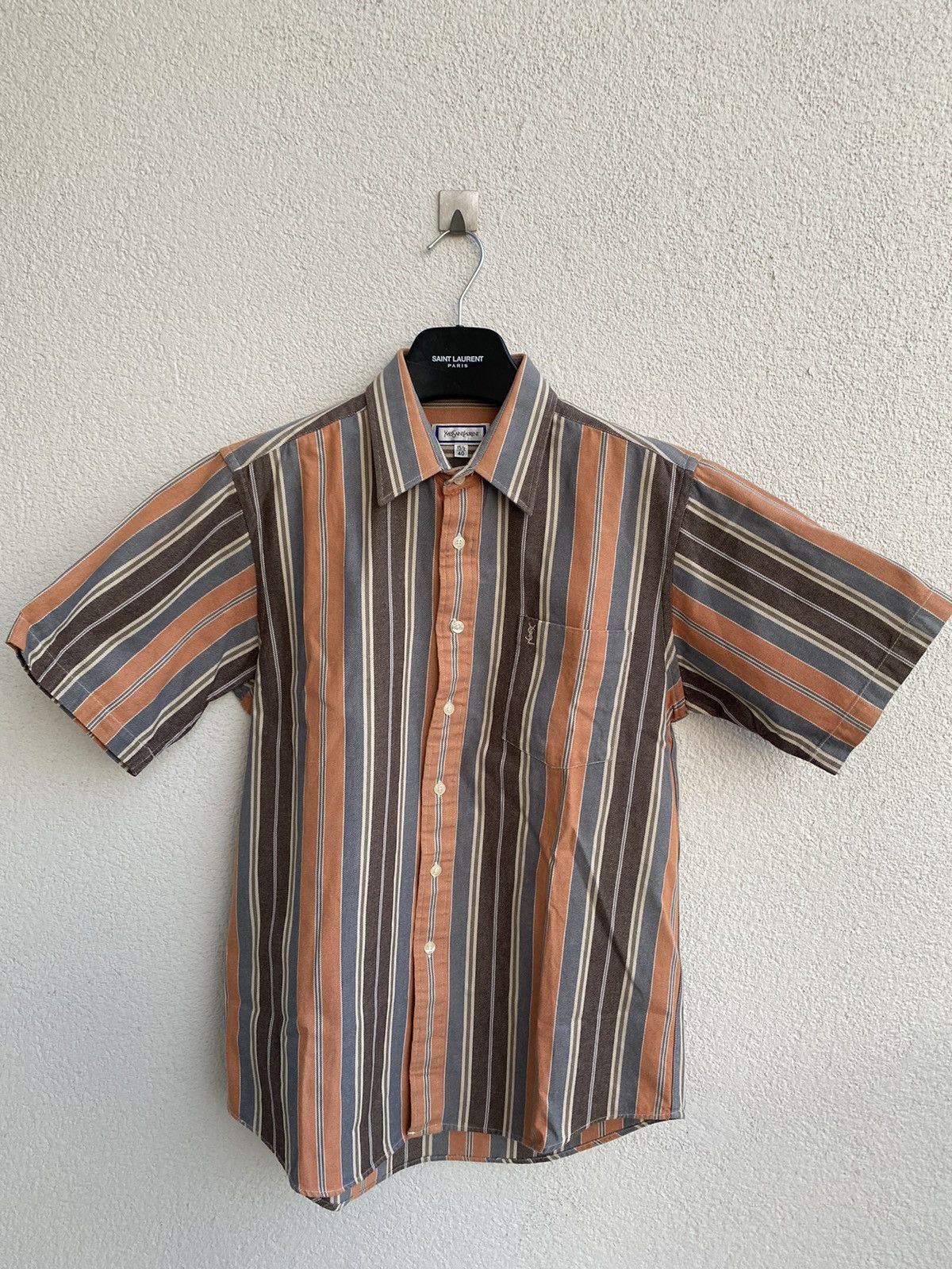 Yves Saint Laurent 90s YSL Shirt Rare Short Sleeve Button Up Collar Vintage y2k Size US L / EU 52-54 / 3 - 23 Thumbnail